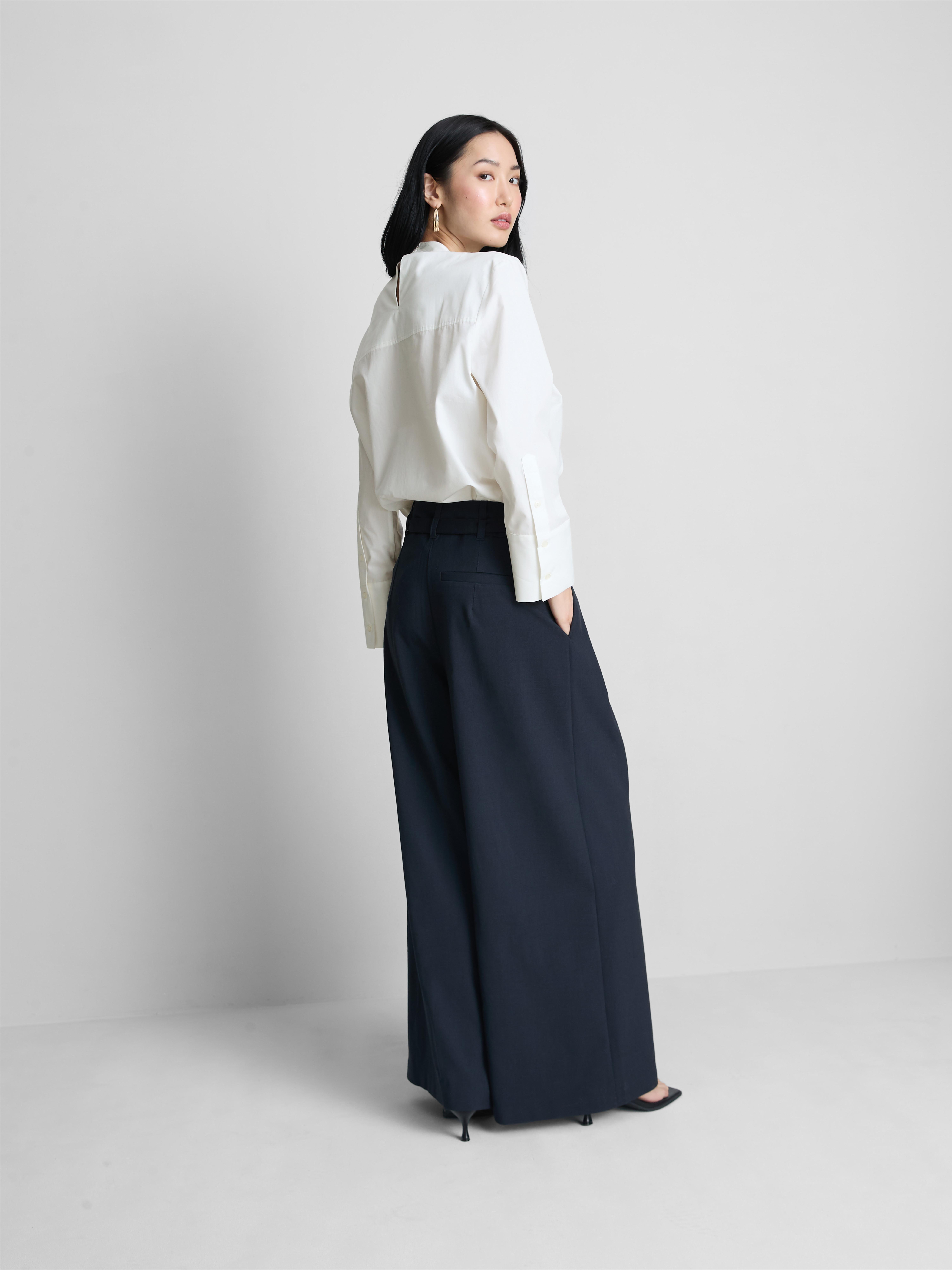 The Edit Cotton Tie Neck Blouse