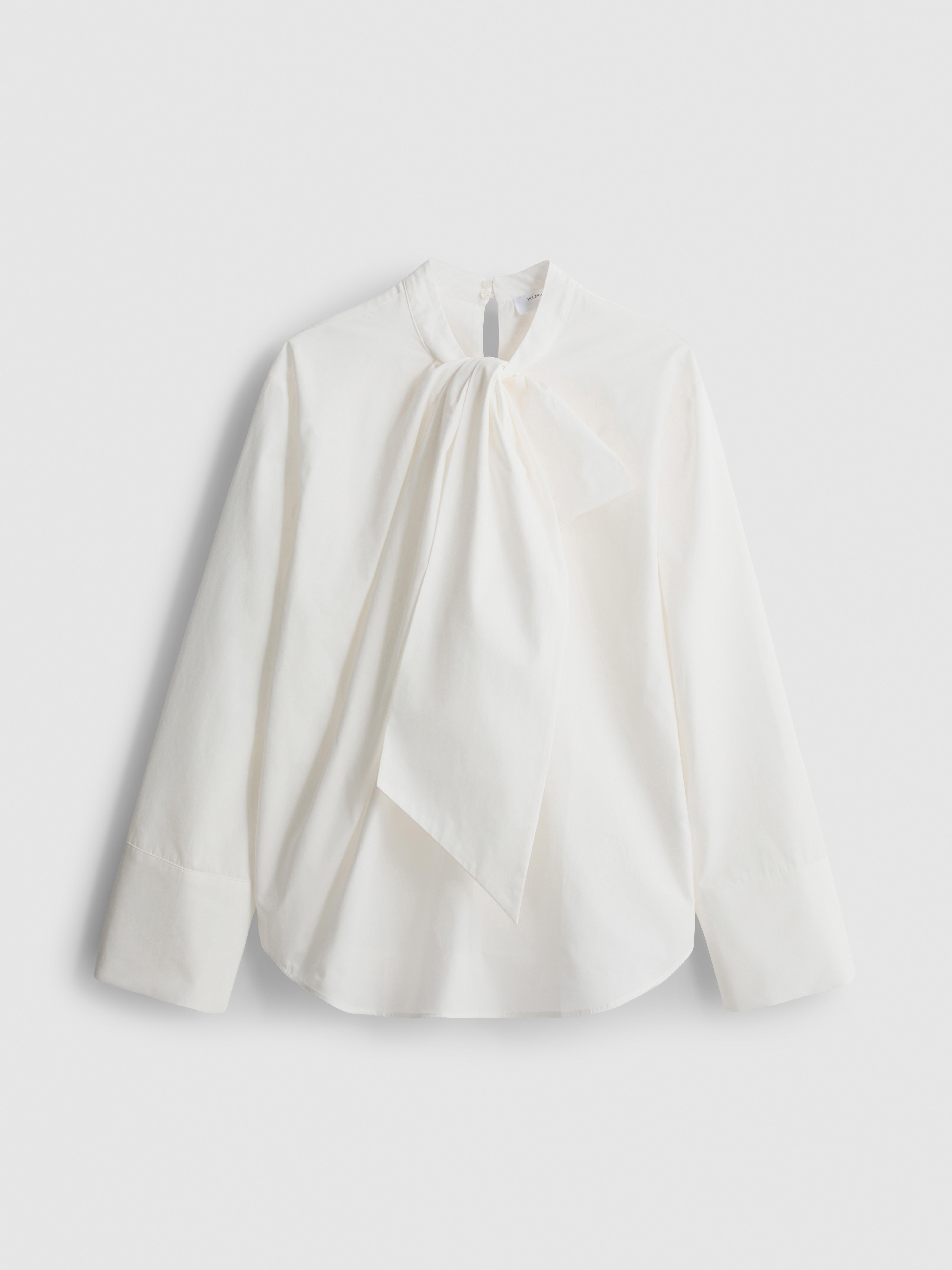 The Edit Cotton Tie Neck Blouse