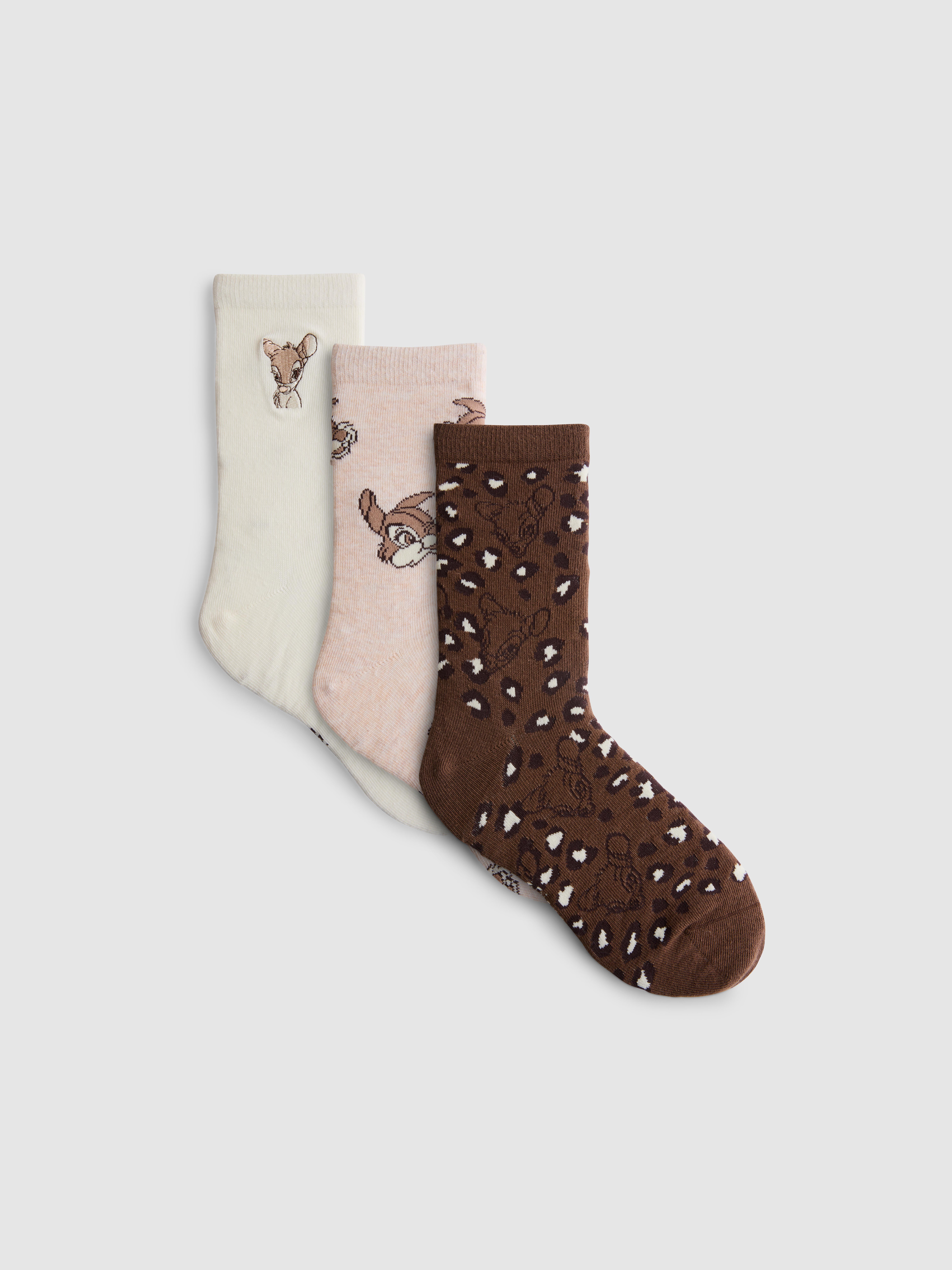 3pk Disney's Bambi Cotton Blend Crew Socks