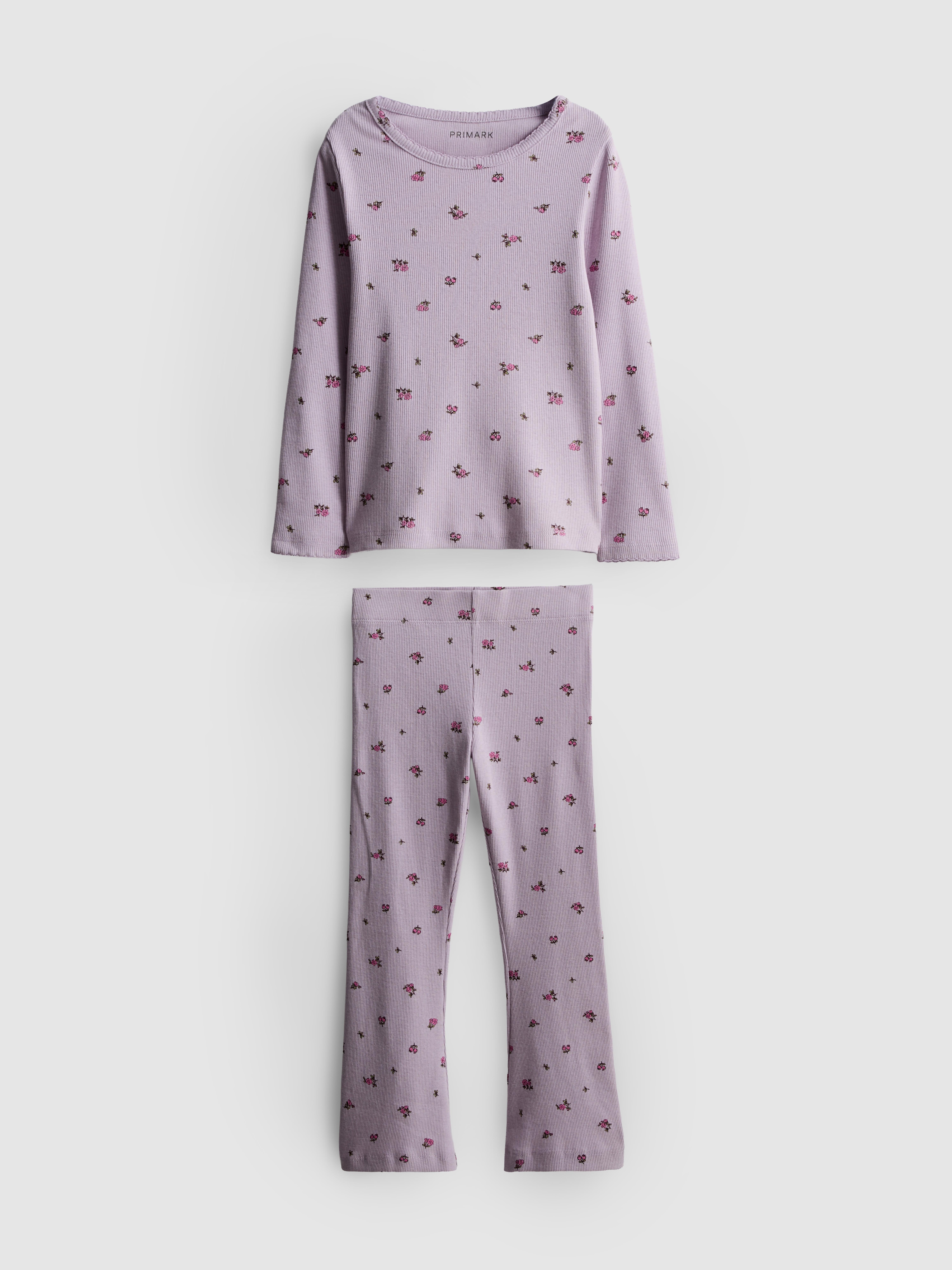 1-9yrs | Ribbed Long Sleeve T-Shirt and Flare Leggings Set