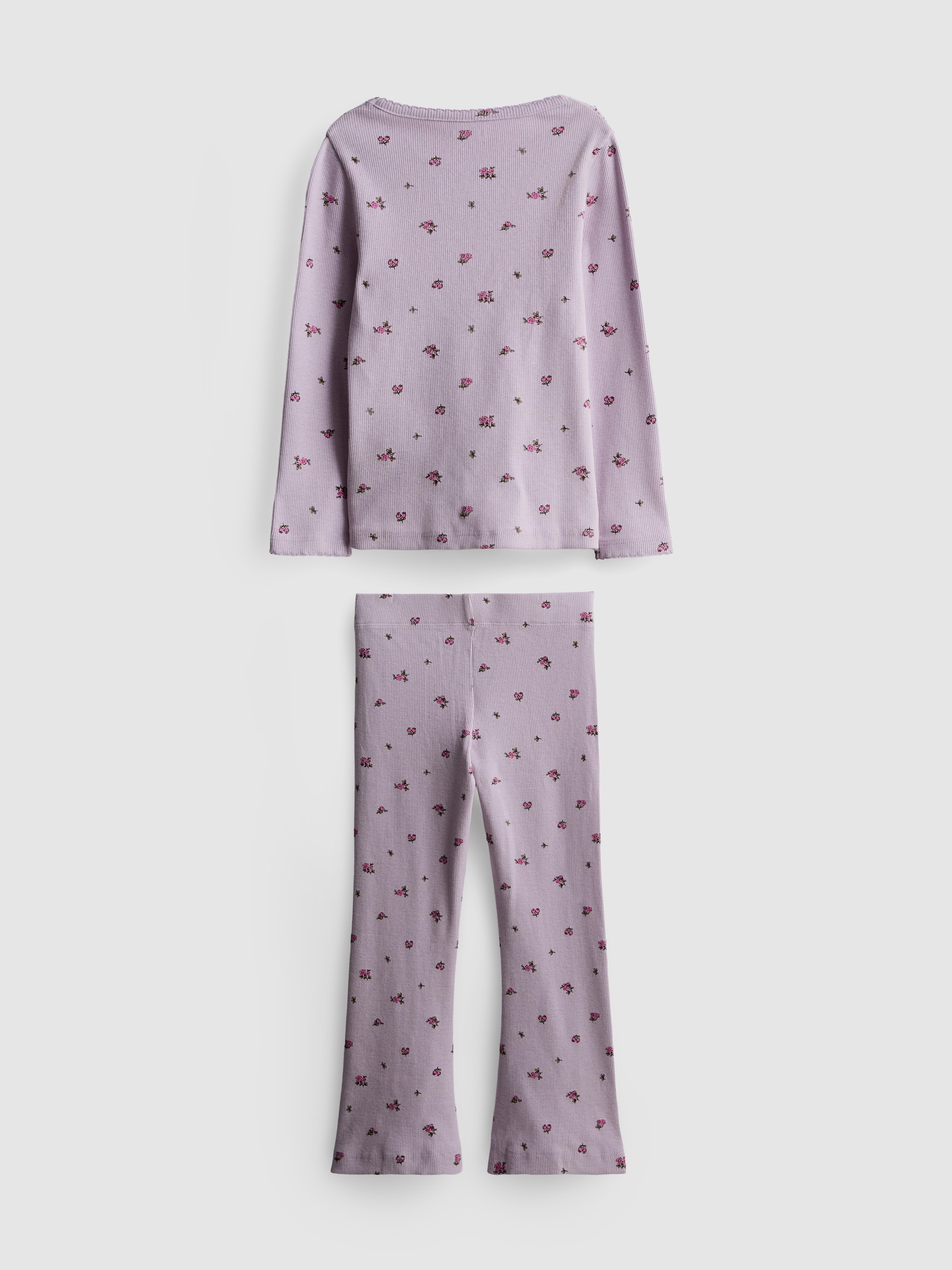 1-9yrs | Ribbed Long Sleeve T-Shirt and Flare Leggings Set