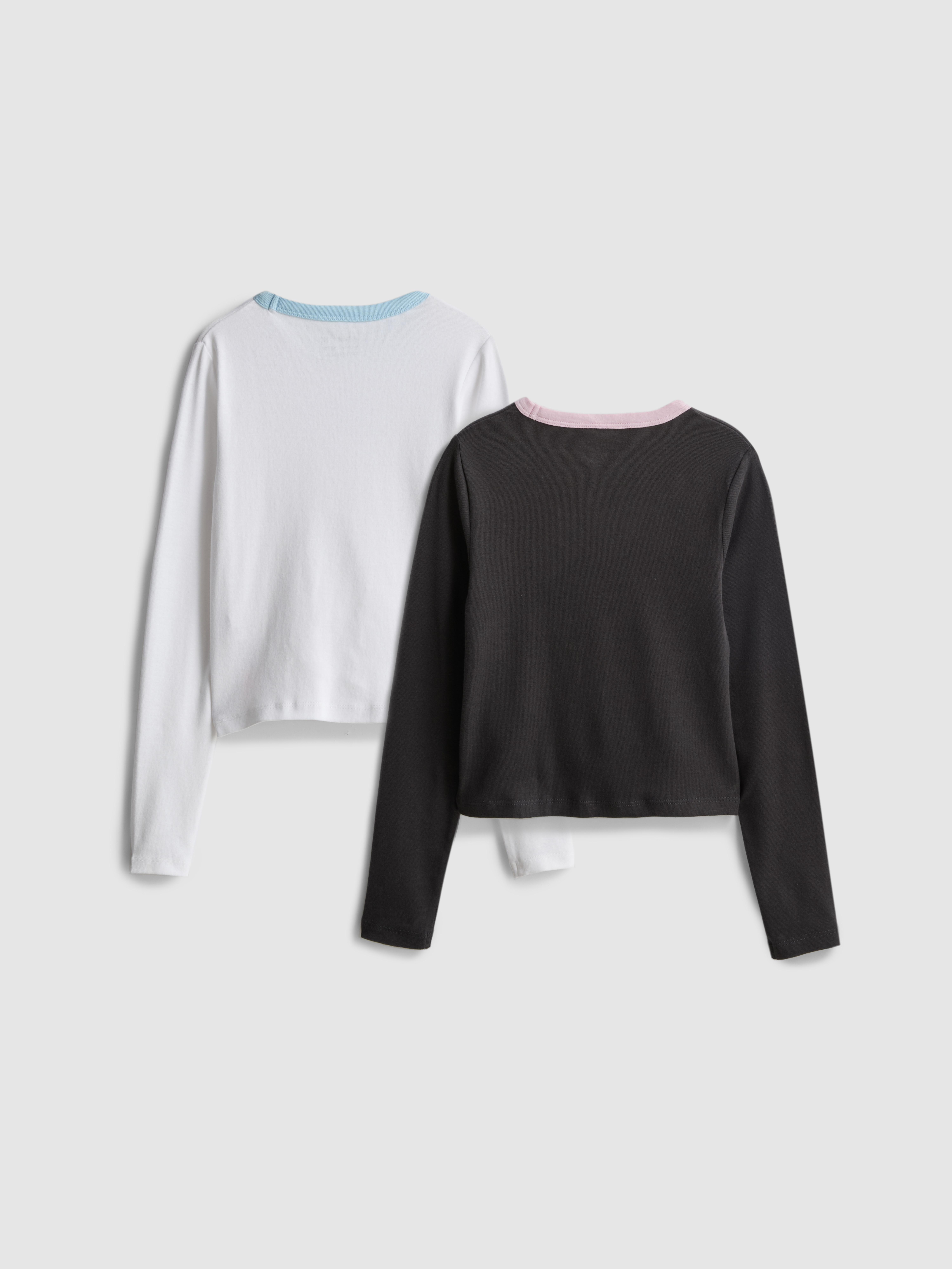 7-15yrs | 2pk Cotton Rich Long Sleeve Ringer T-Shirts
