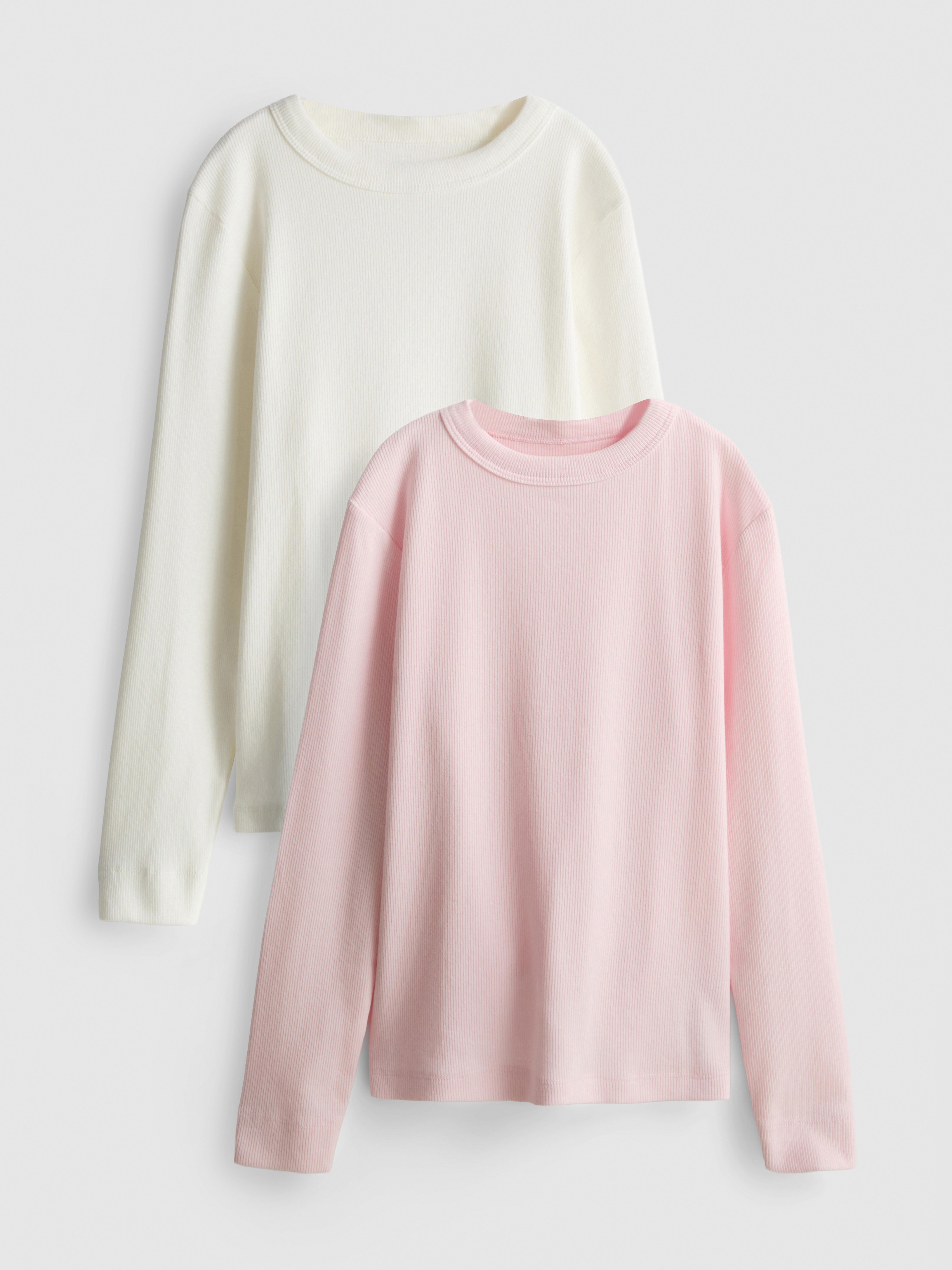 7-15yrs | 2pk Cotton Rich Ribbed Long Sleeve T-Shirts