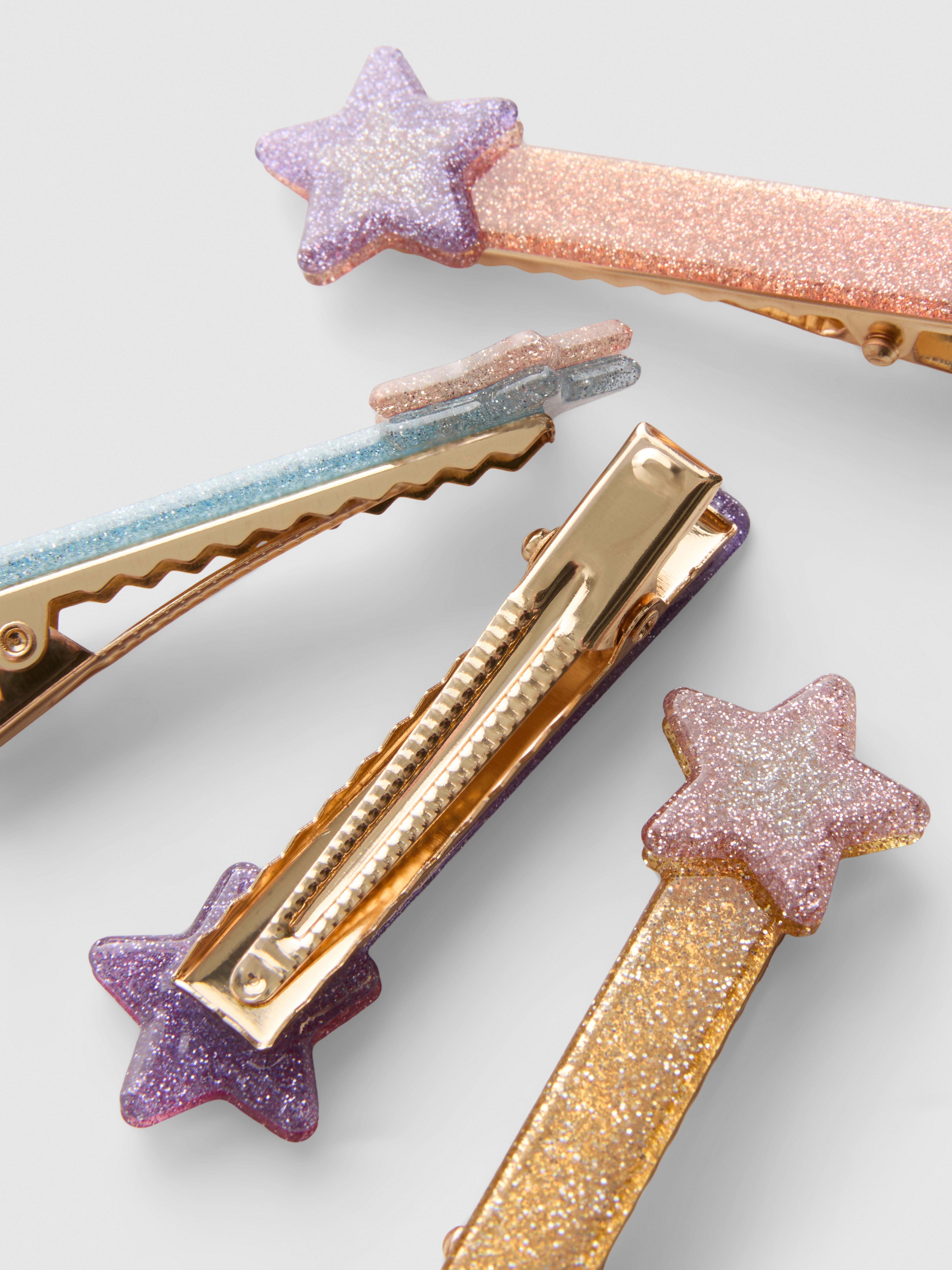 4pk Glitter Star Hair Clips