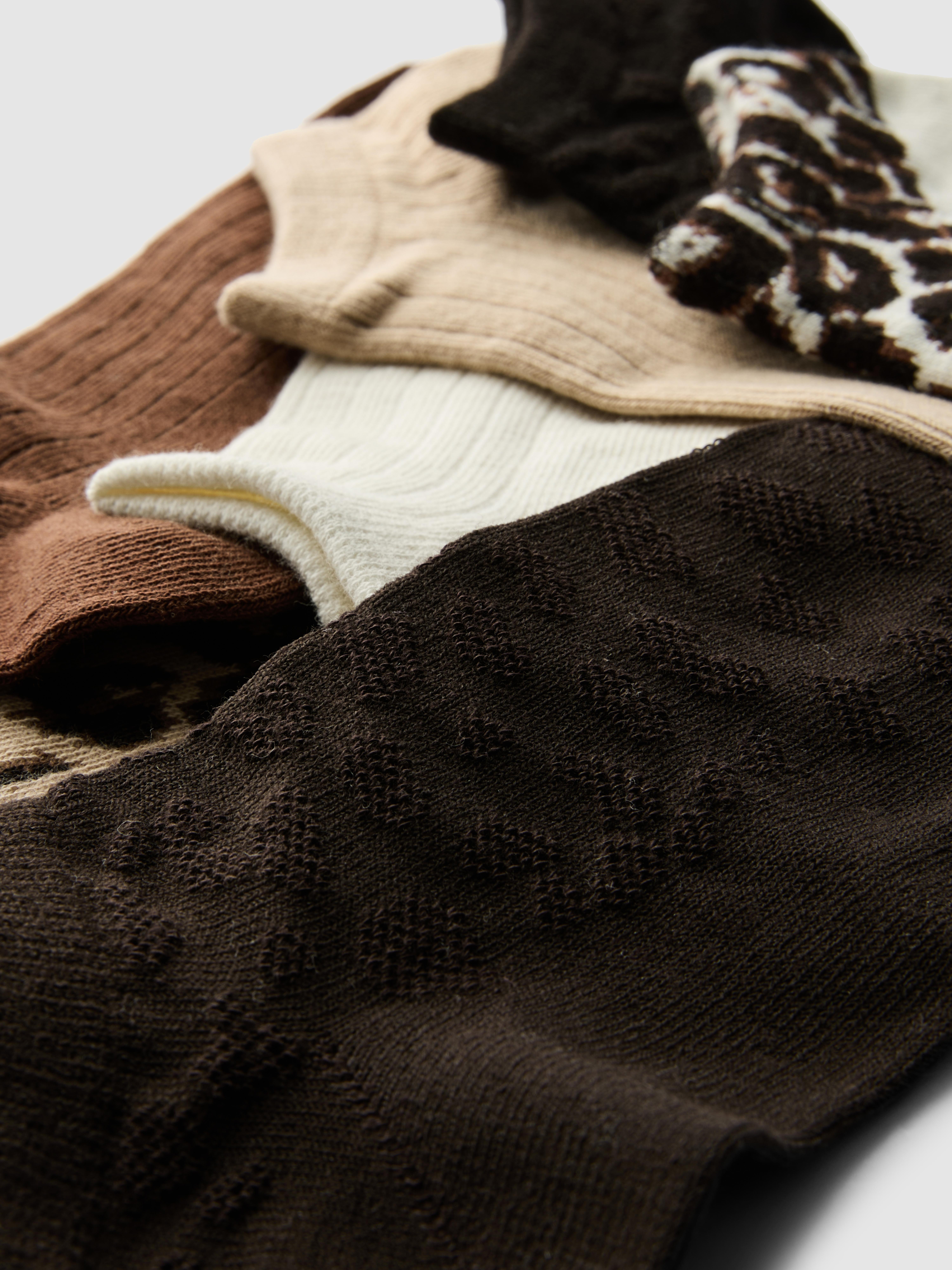 7pk Cotton-Rich Leopard Print Ankle Socks
