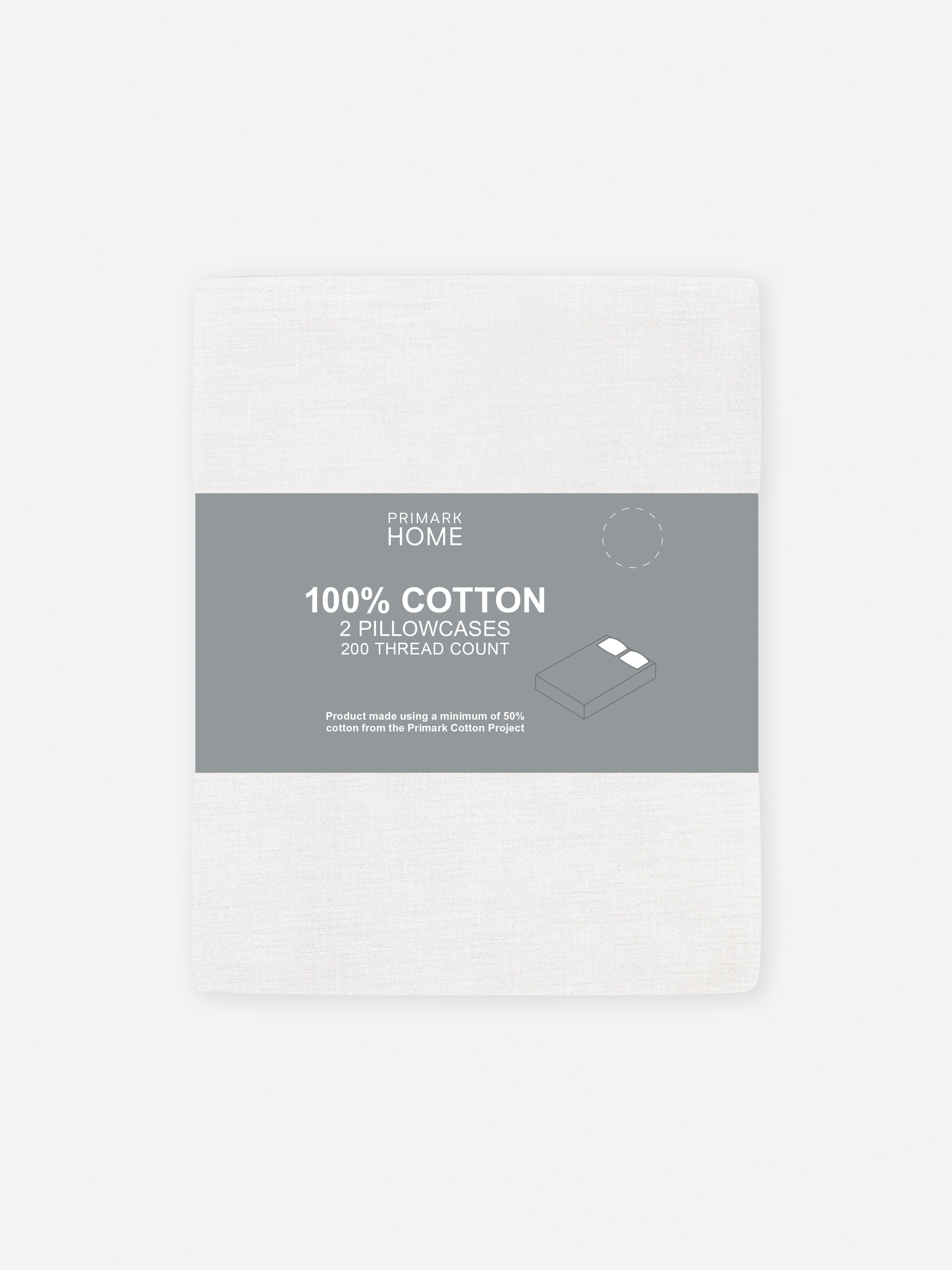 Lot de 2 taies d'oreiller en pur coton