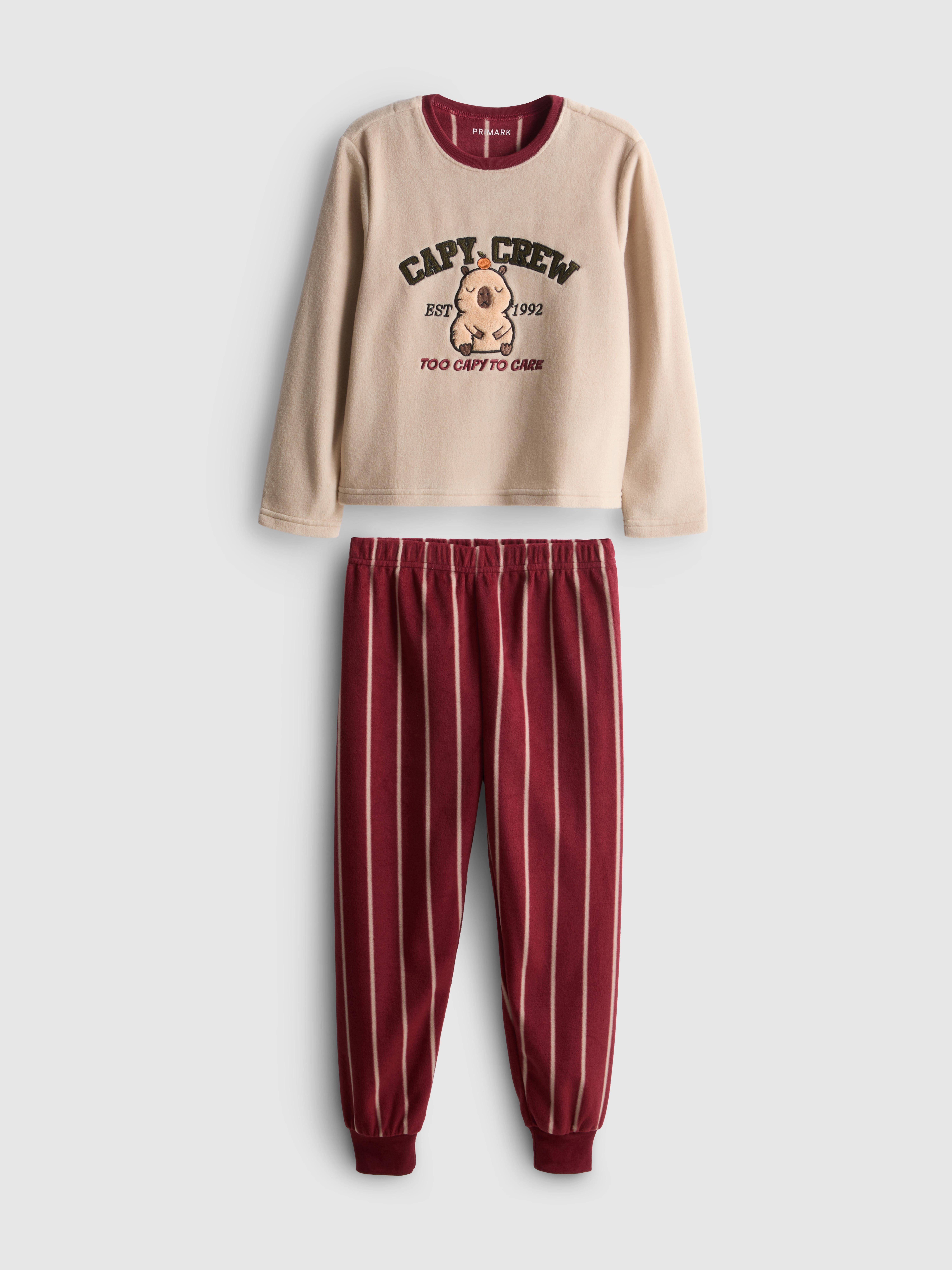 Boys Stone 1-9yrs | Capybara Graphic Fleece Pyjamas | Primark