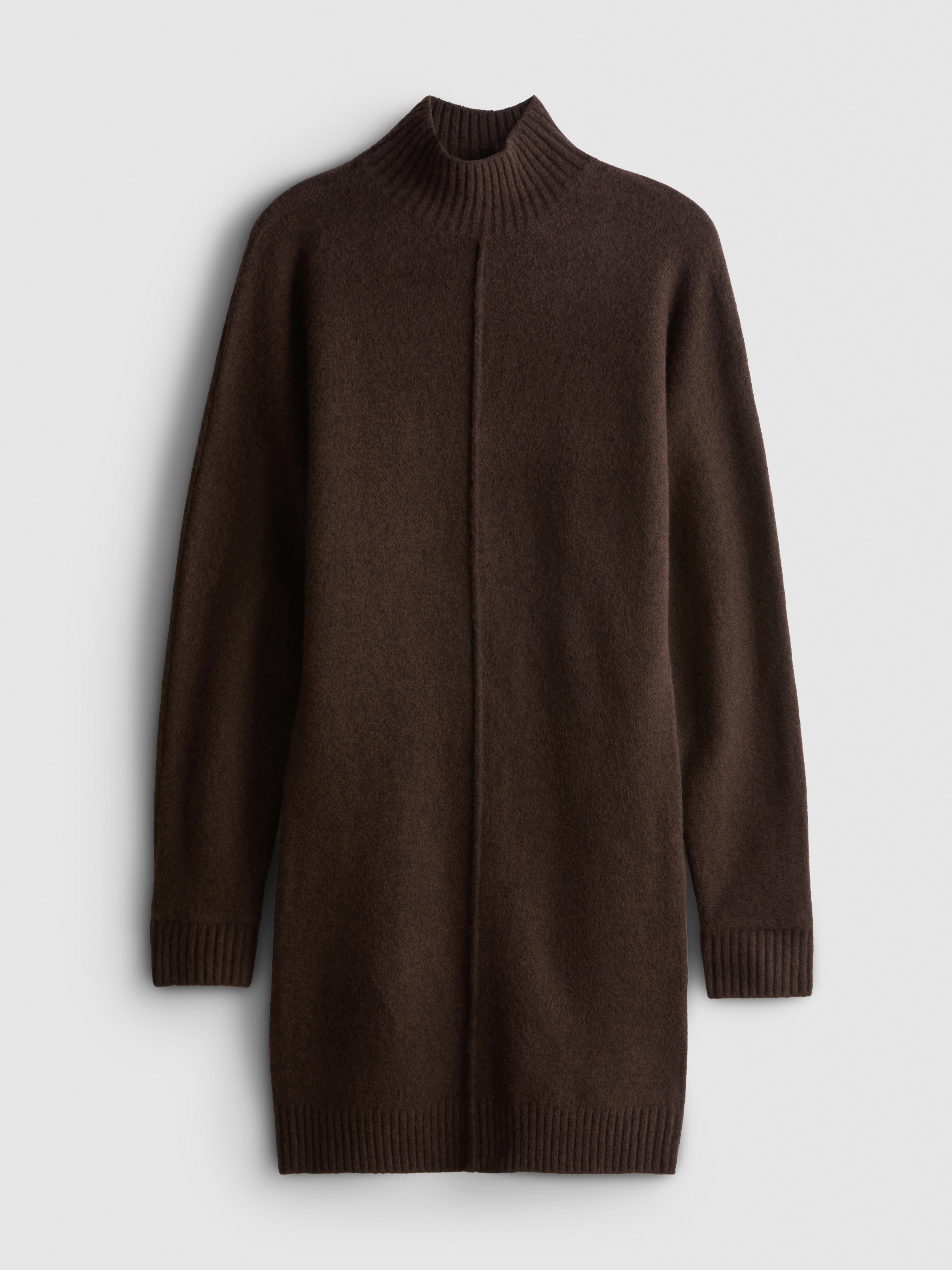 brown primark dress Women's Chocolate Knitted Seam-Detail Mini Structured Seams