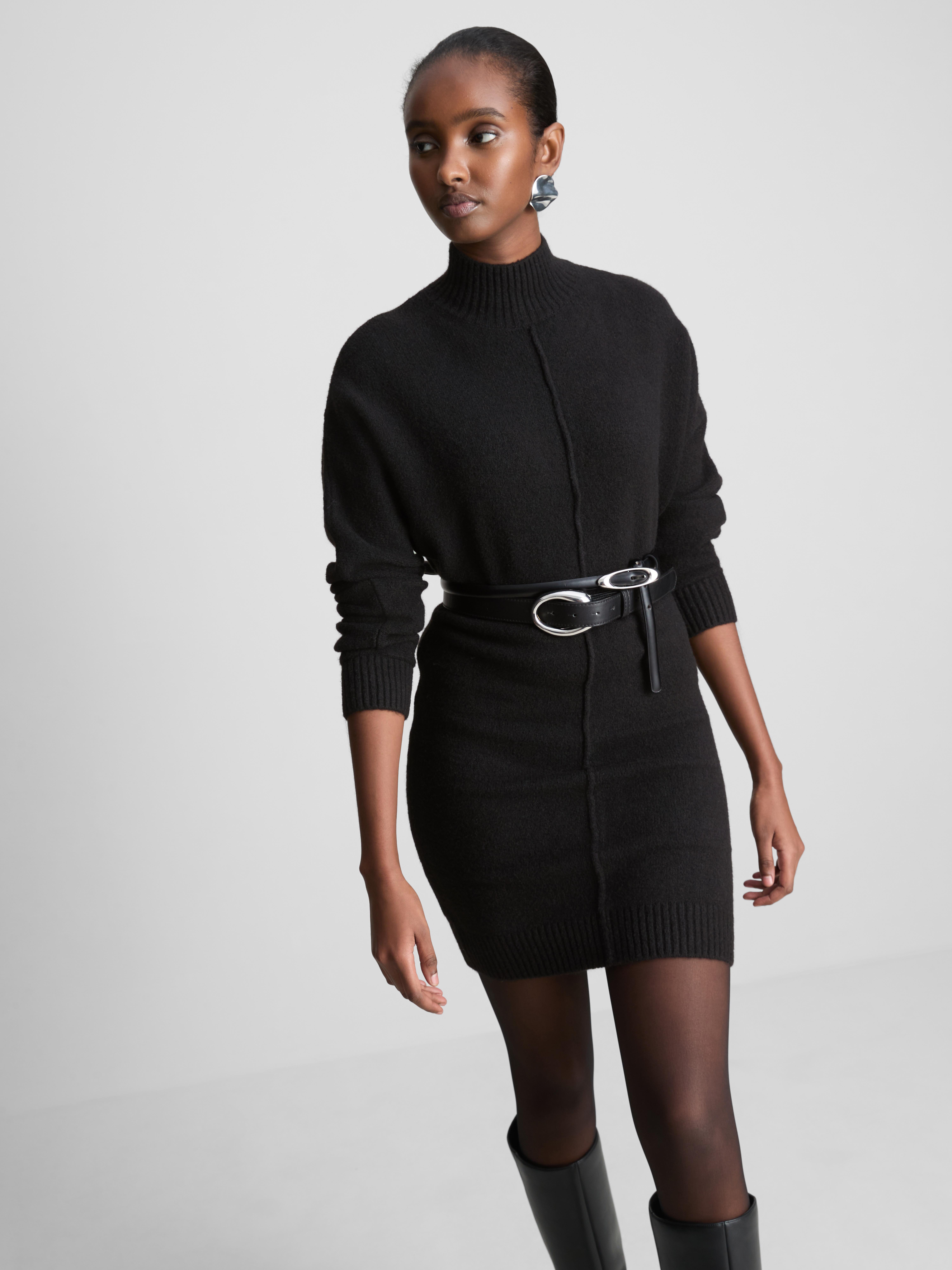 Knitted Seam-Detail Mini Dress