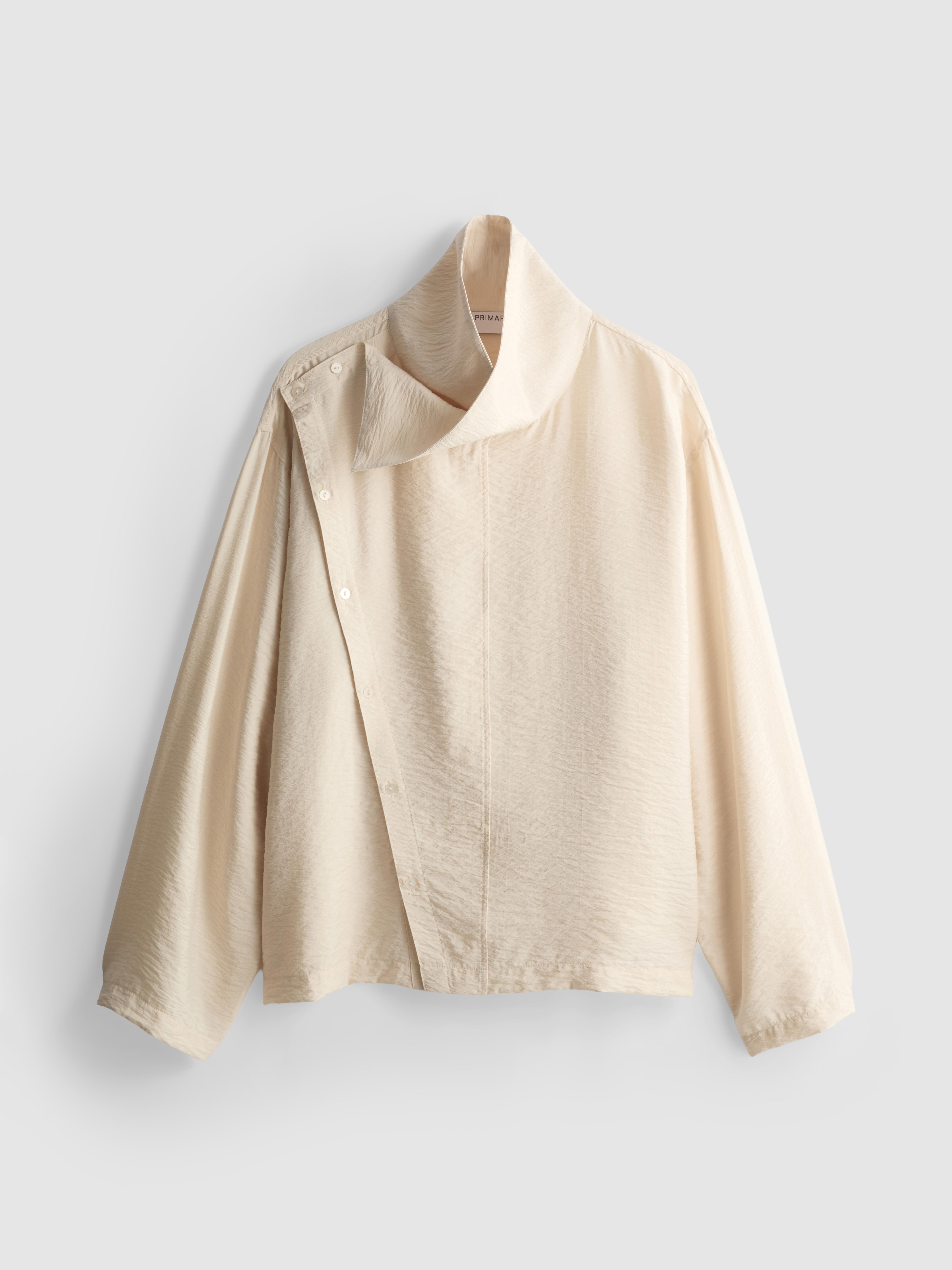 High Funnel Neck Button Detail Blouse