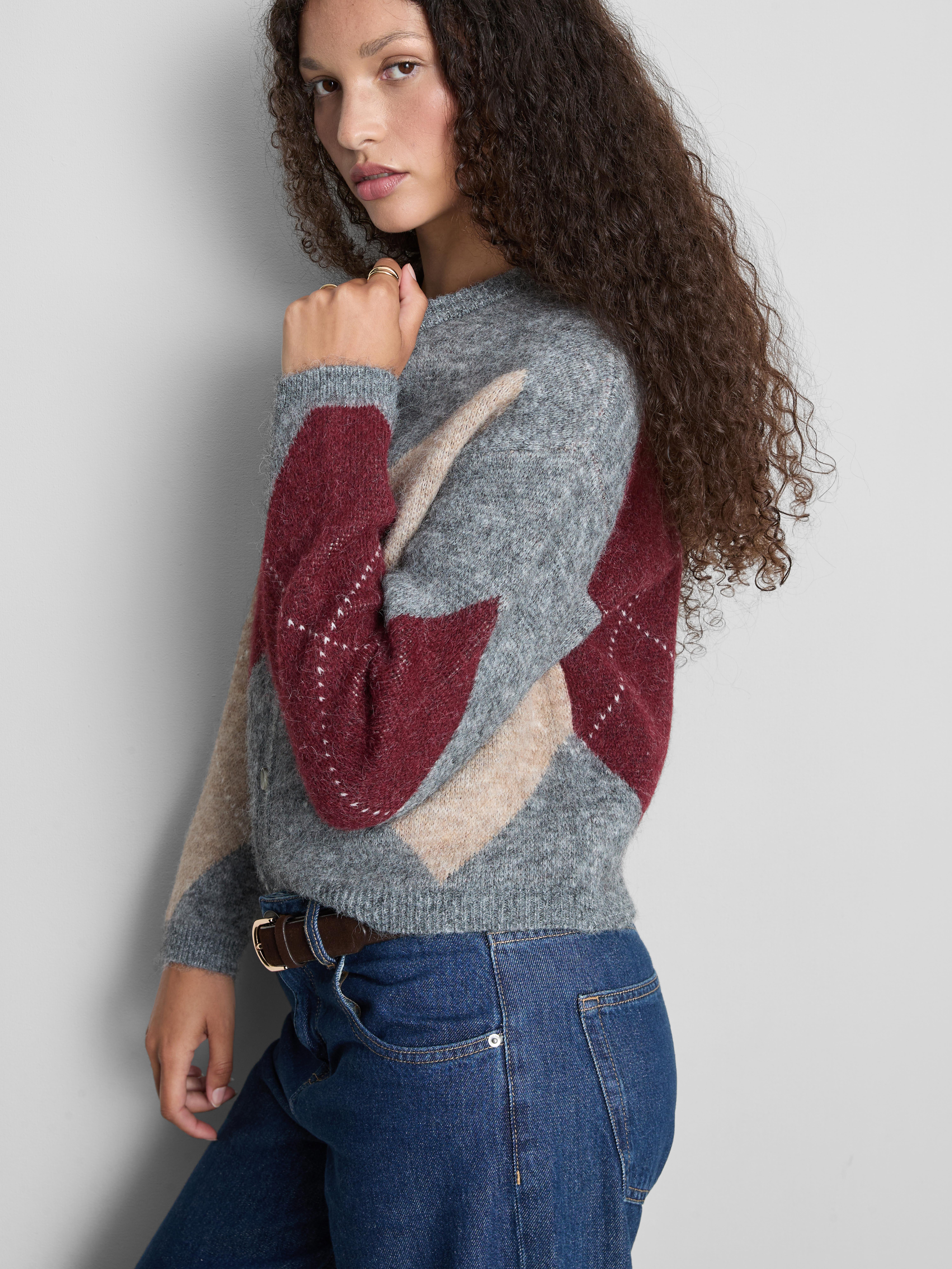 The Edit Argyle Button-Up Cardigan