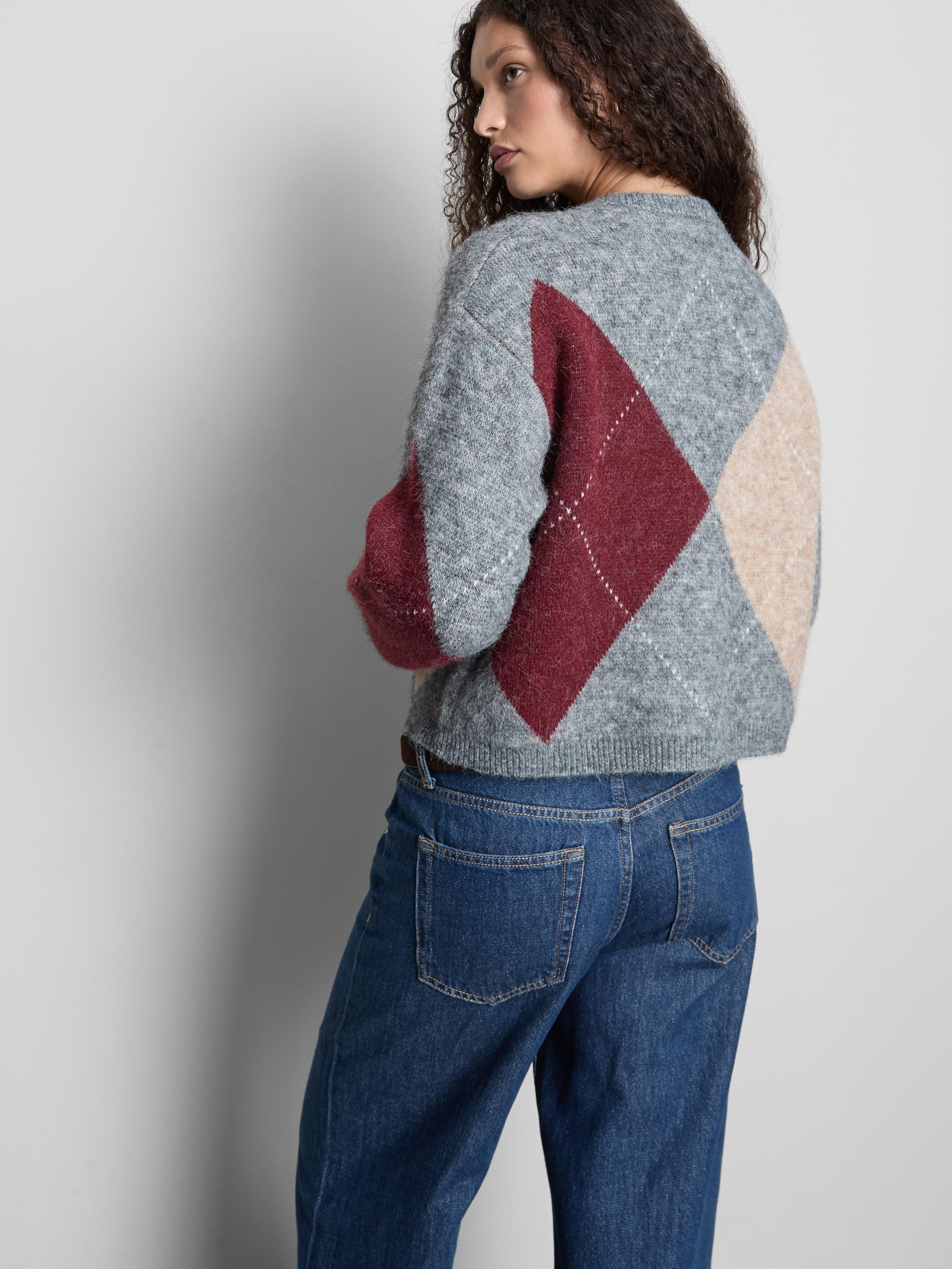 The Edit Argyle Button-Up Cardigan