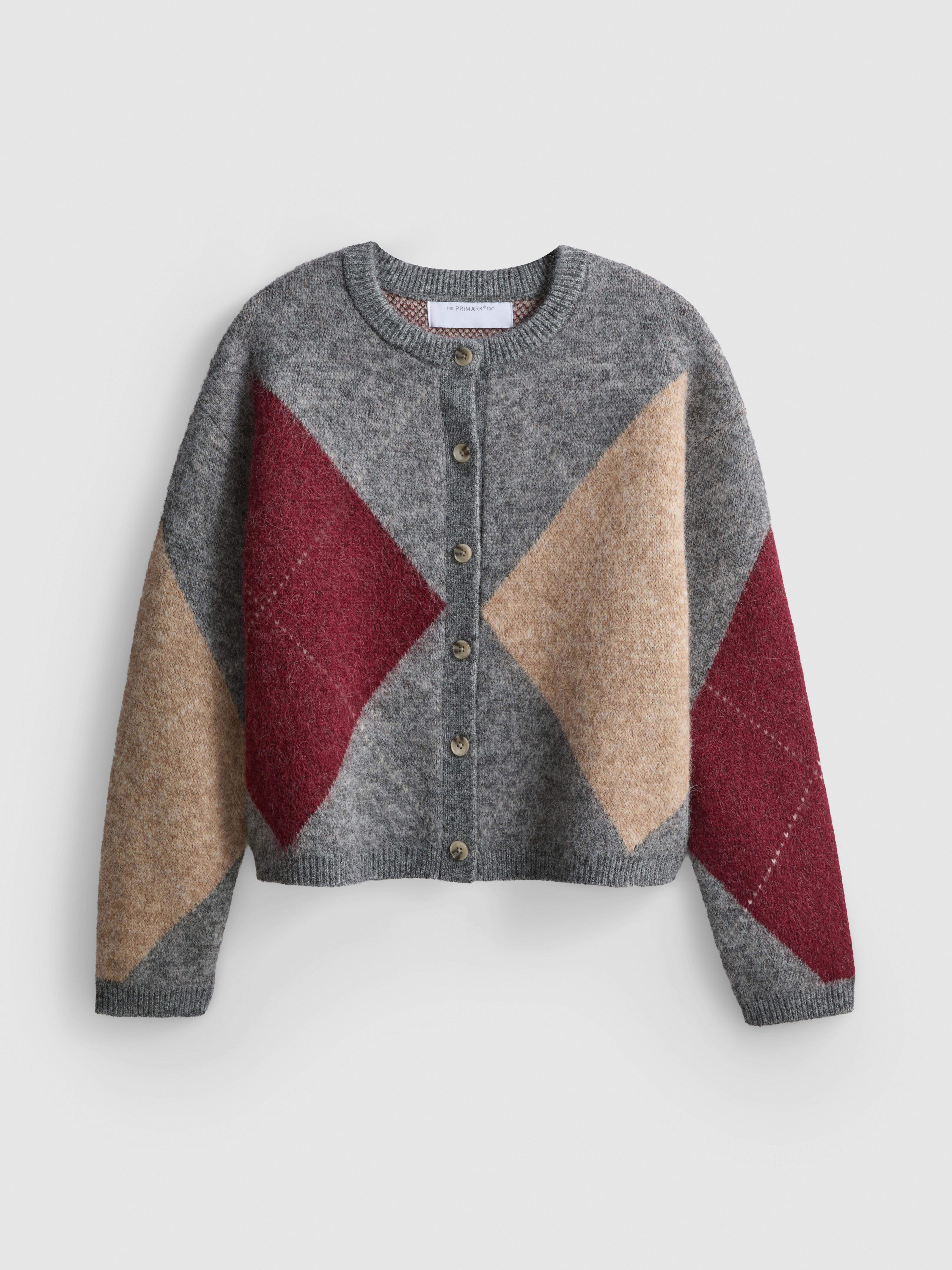The Edit Argyle Button-Up Cardigan