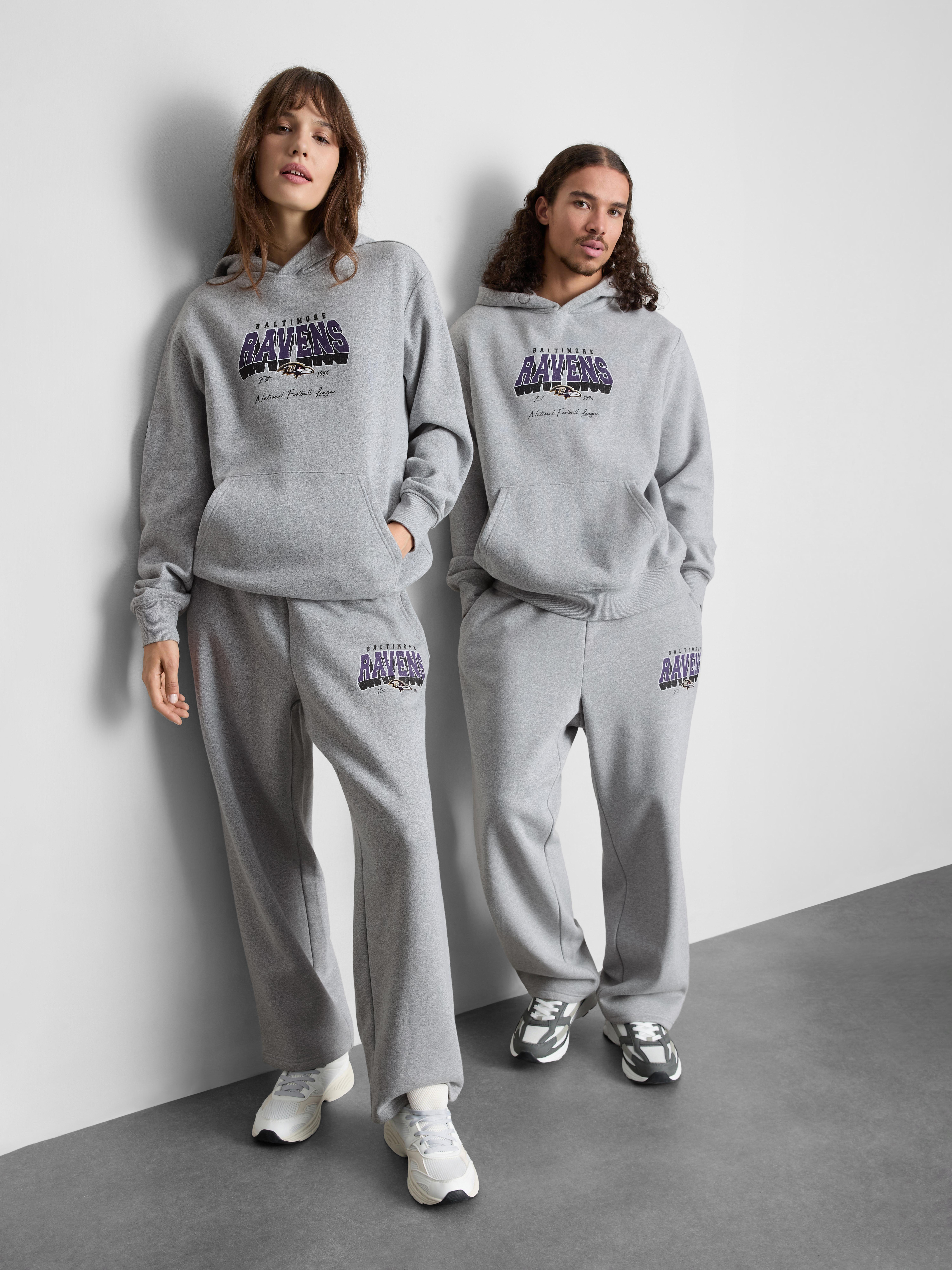 Men's Gray NFL Baltimore Ravens Cotton-Rich Hoodie | Primark