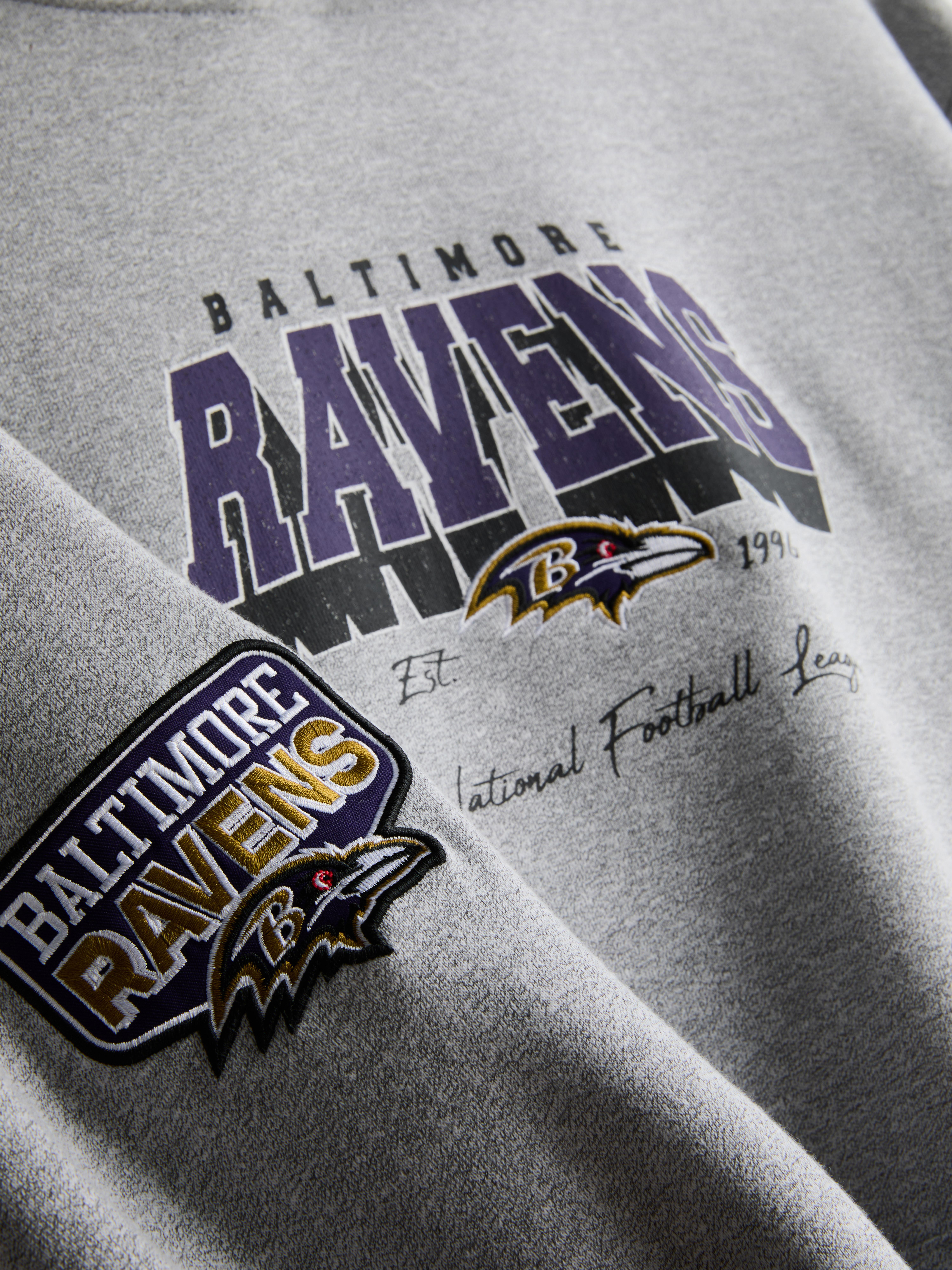 Men's Gray NFL Baltimore Ravens Cotton-Rich Hoodie | Primark
