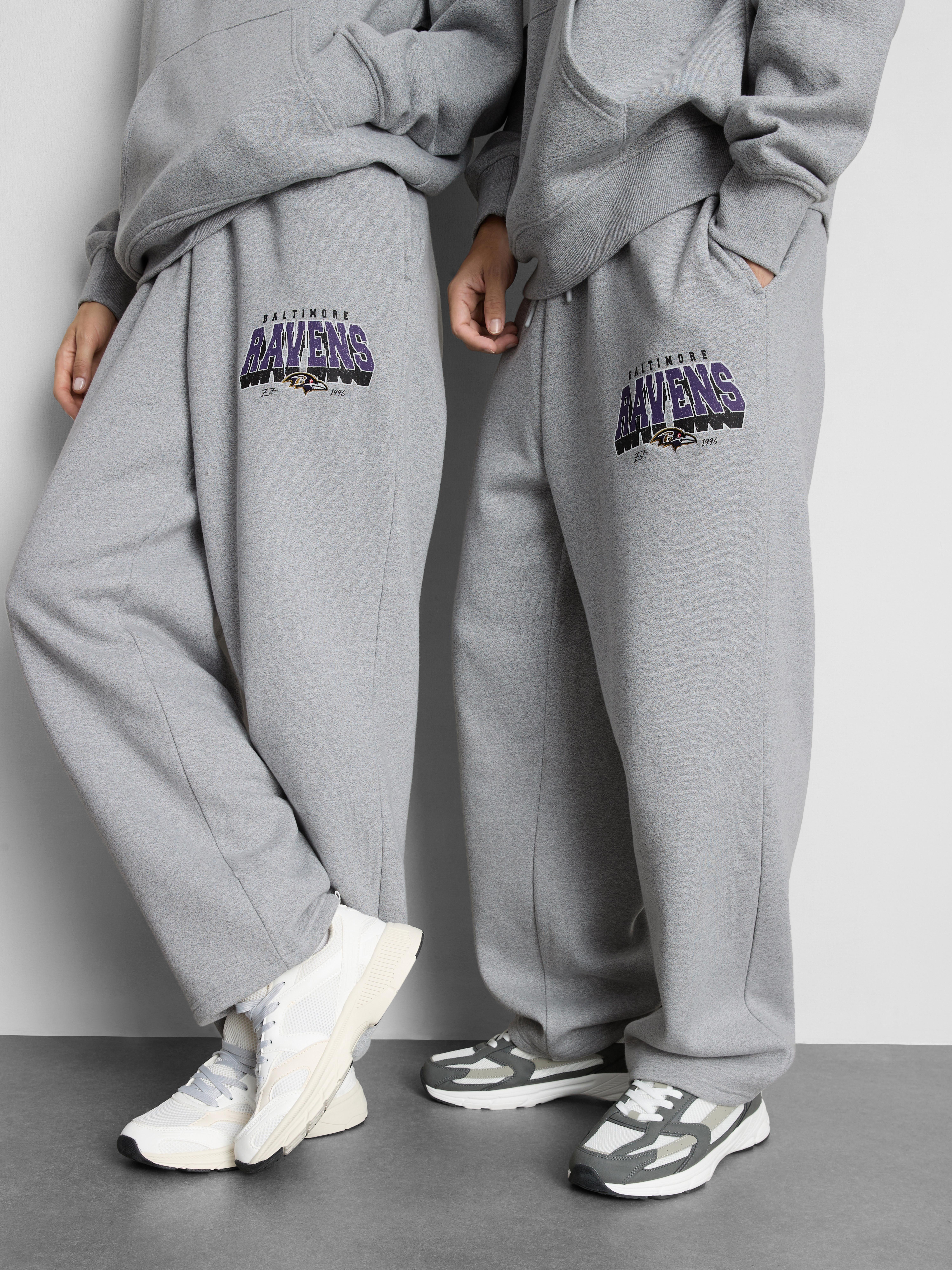 Men's Gray NFL Baltimore Ravens Cotton-Rich Joggers | Primark