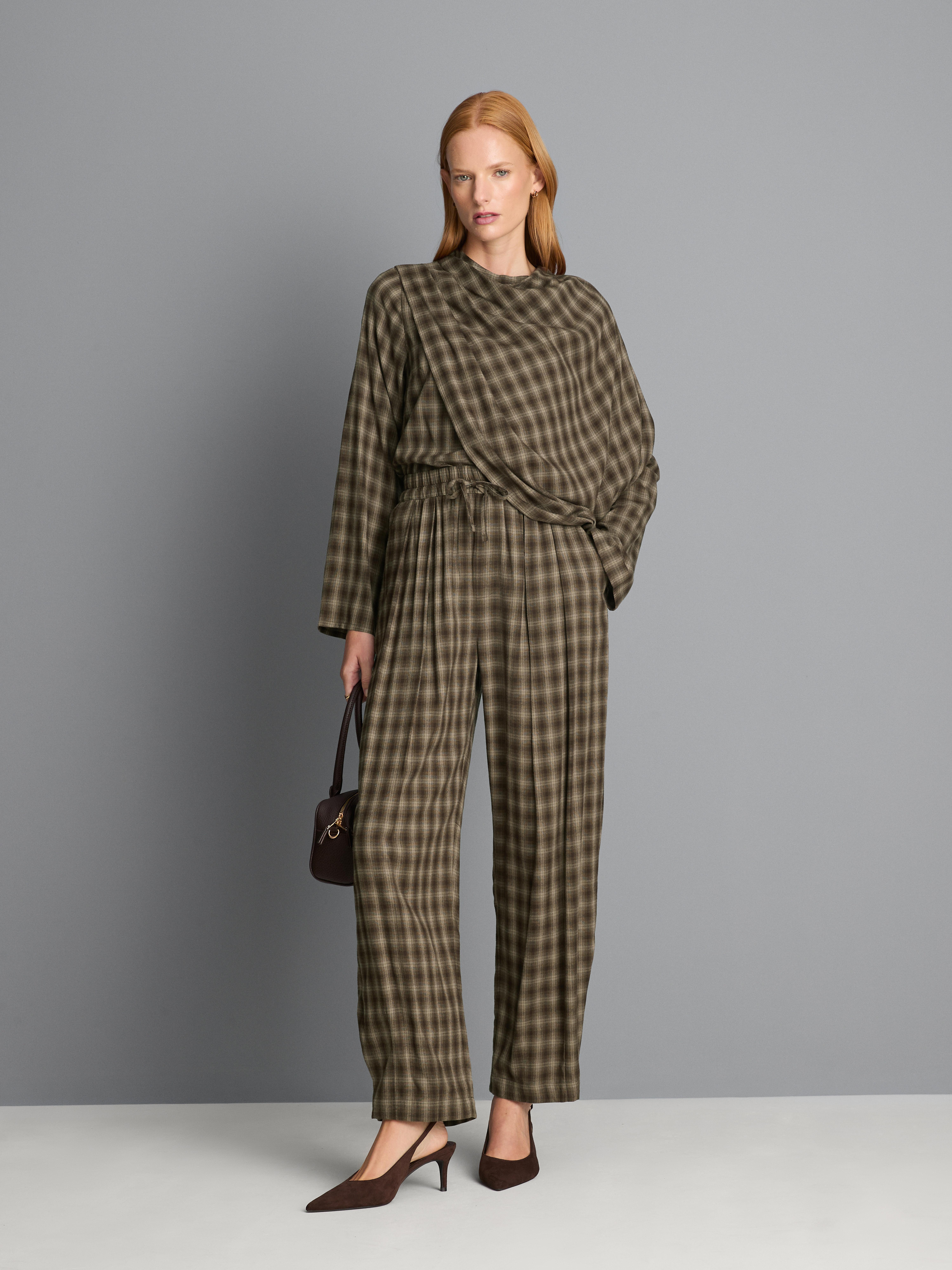 Pantalon large à carreaux