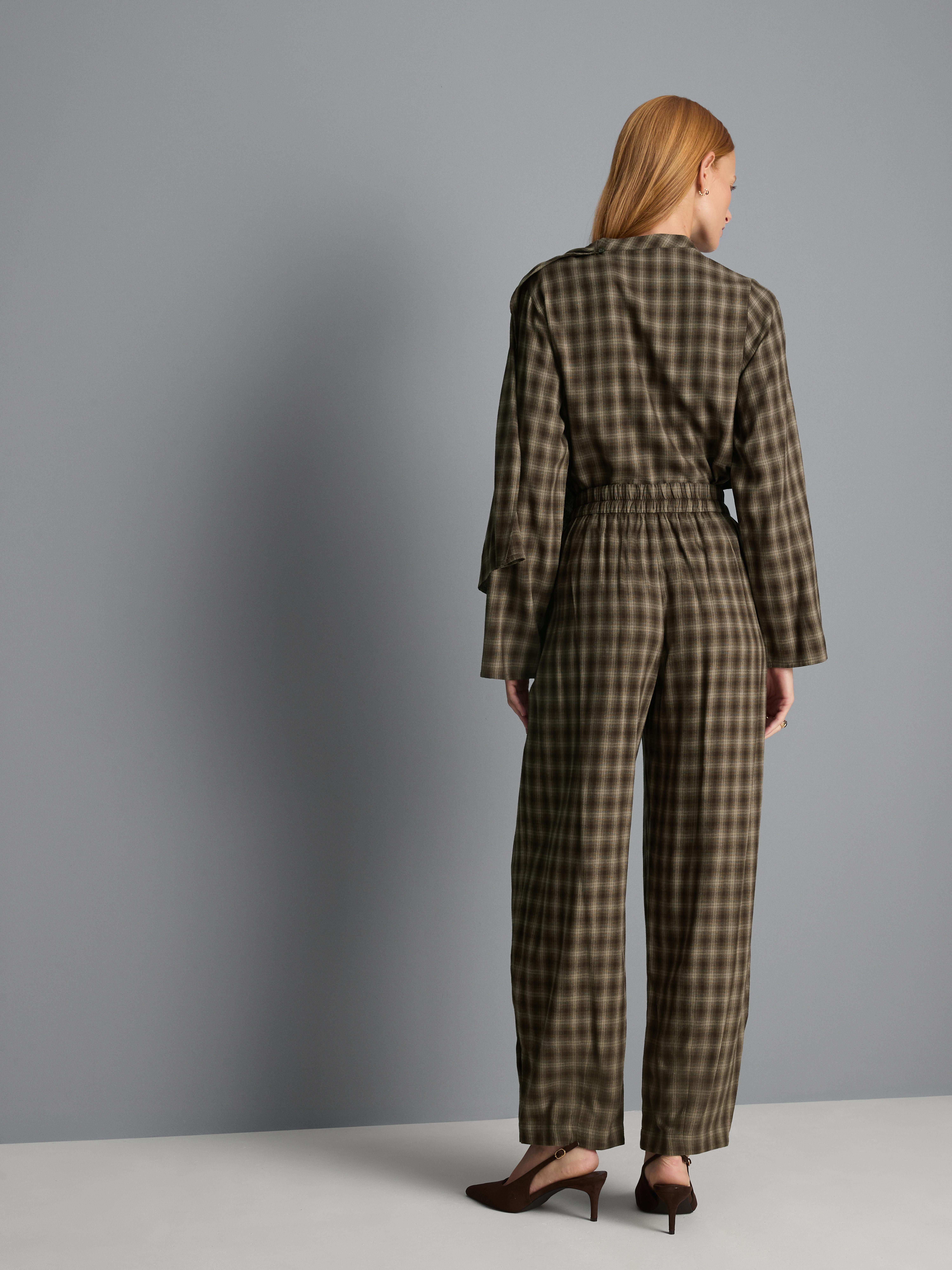 Pantalon large à carreaux