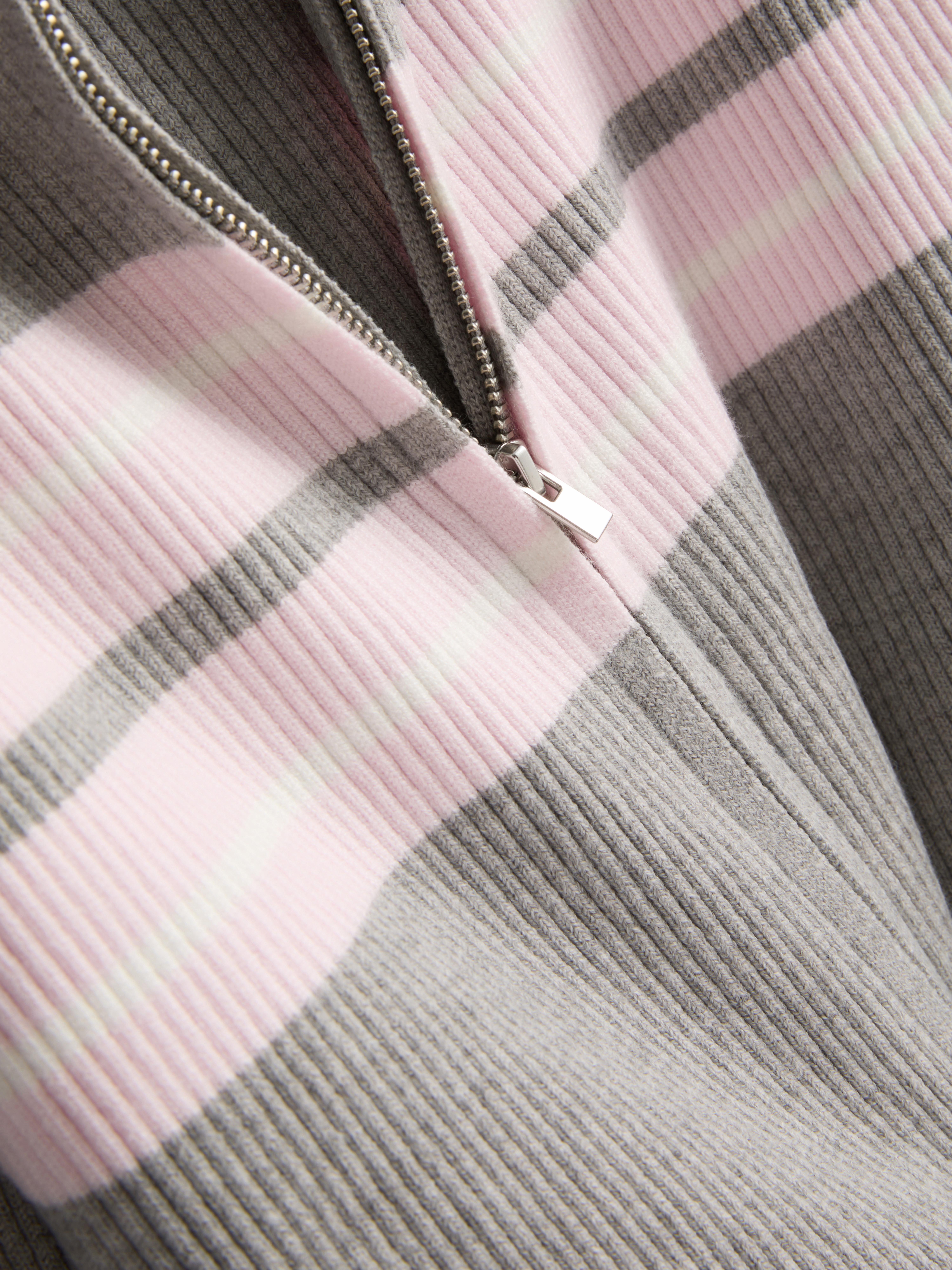 7-15yrs | Ribbed Funnel Neck Zip-Up Cardigan