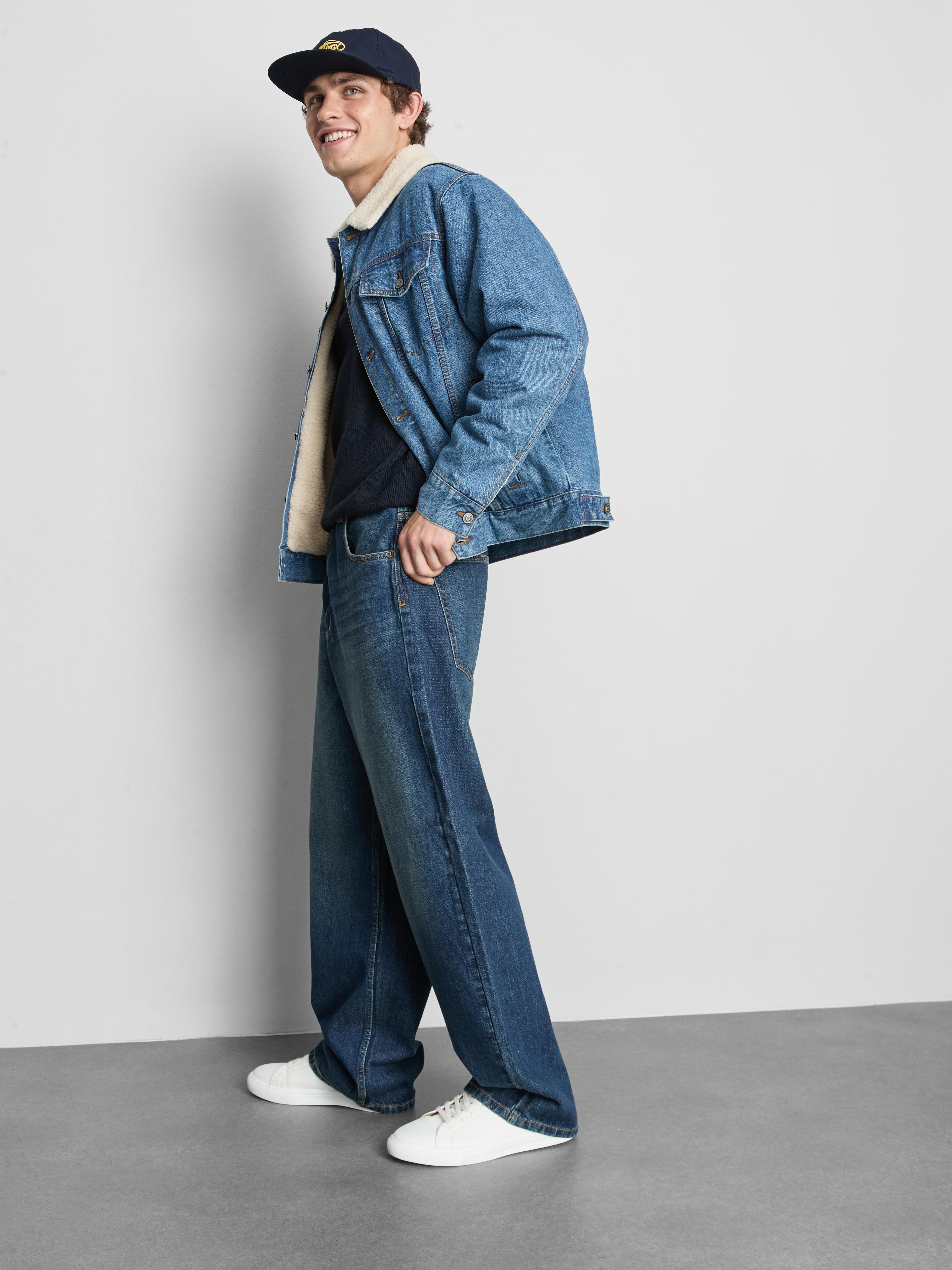 Men's Mid Blue Borg Collar Denim Jacket | Penneys