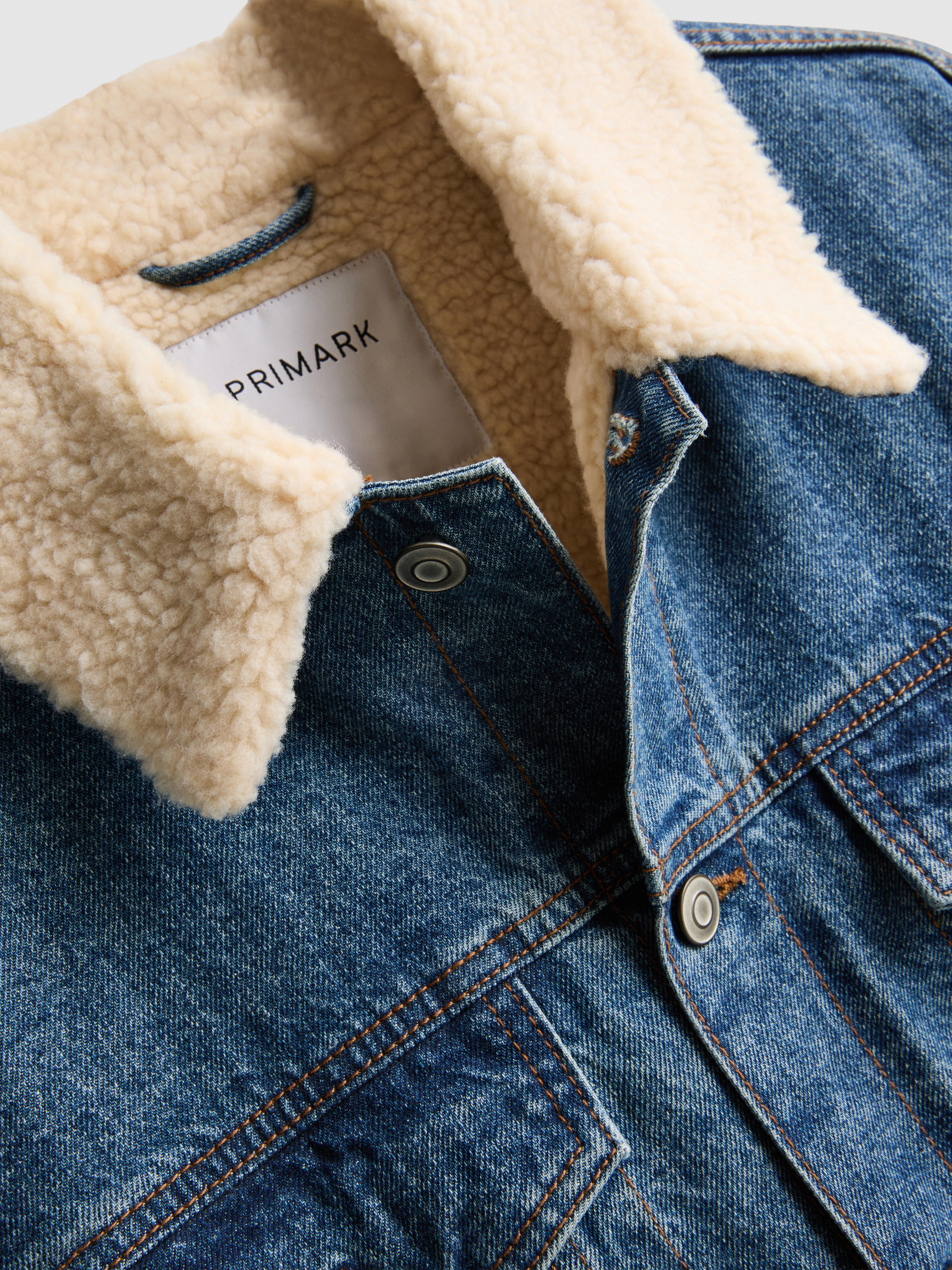Men's Mid Blue Borg Collar Denim Jacket | Penneys