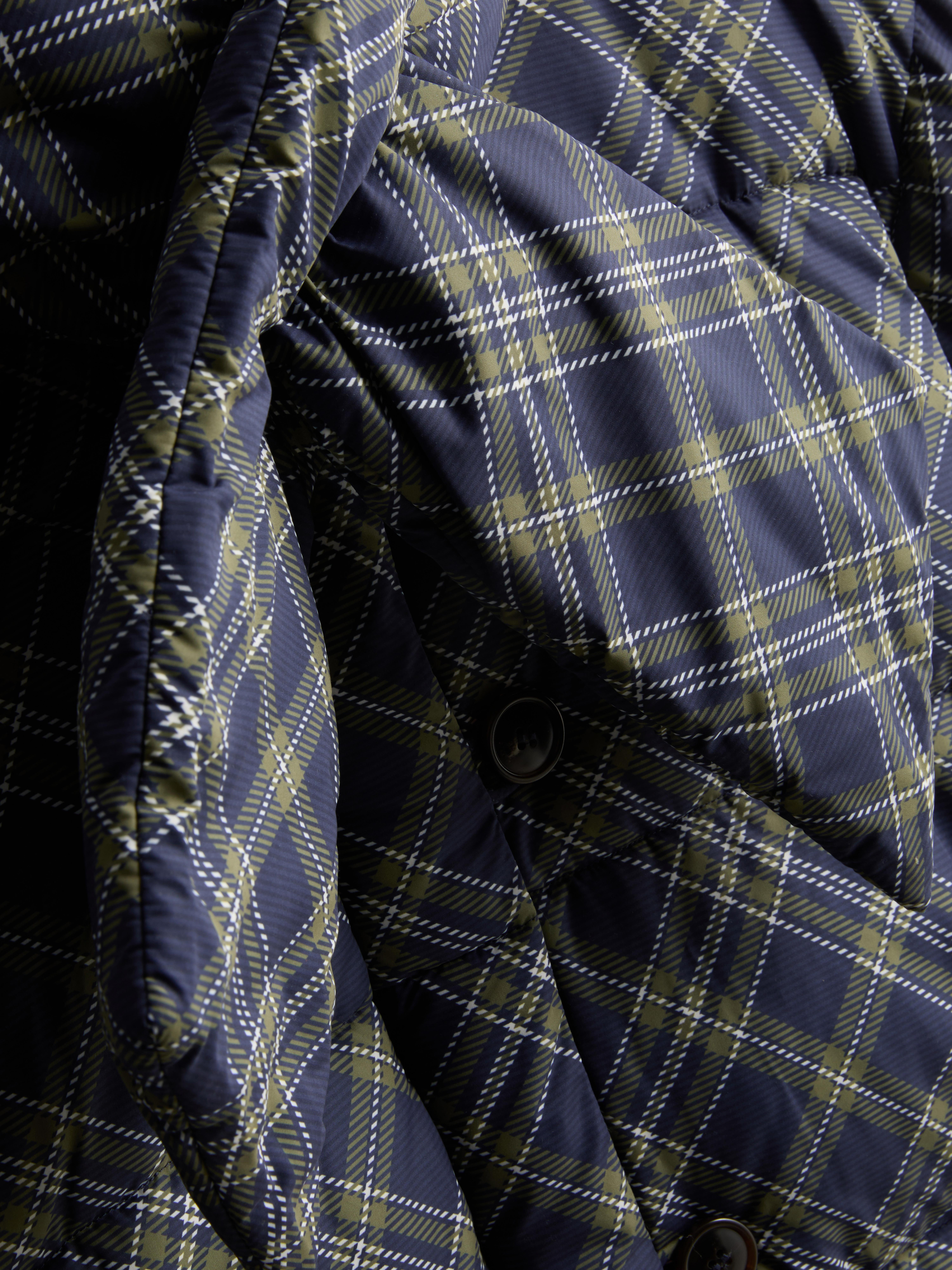 Tartan Scarf-Detail Puffer Jacket