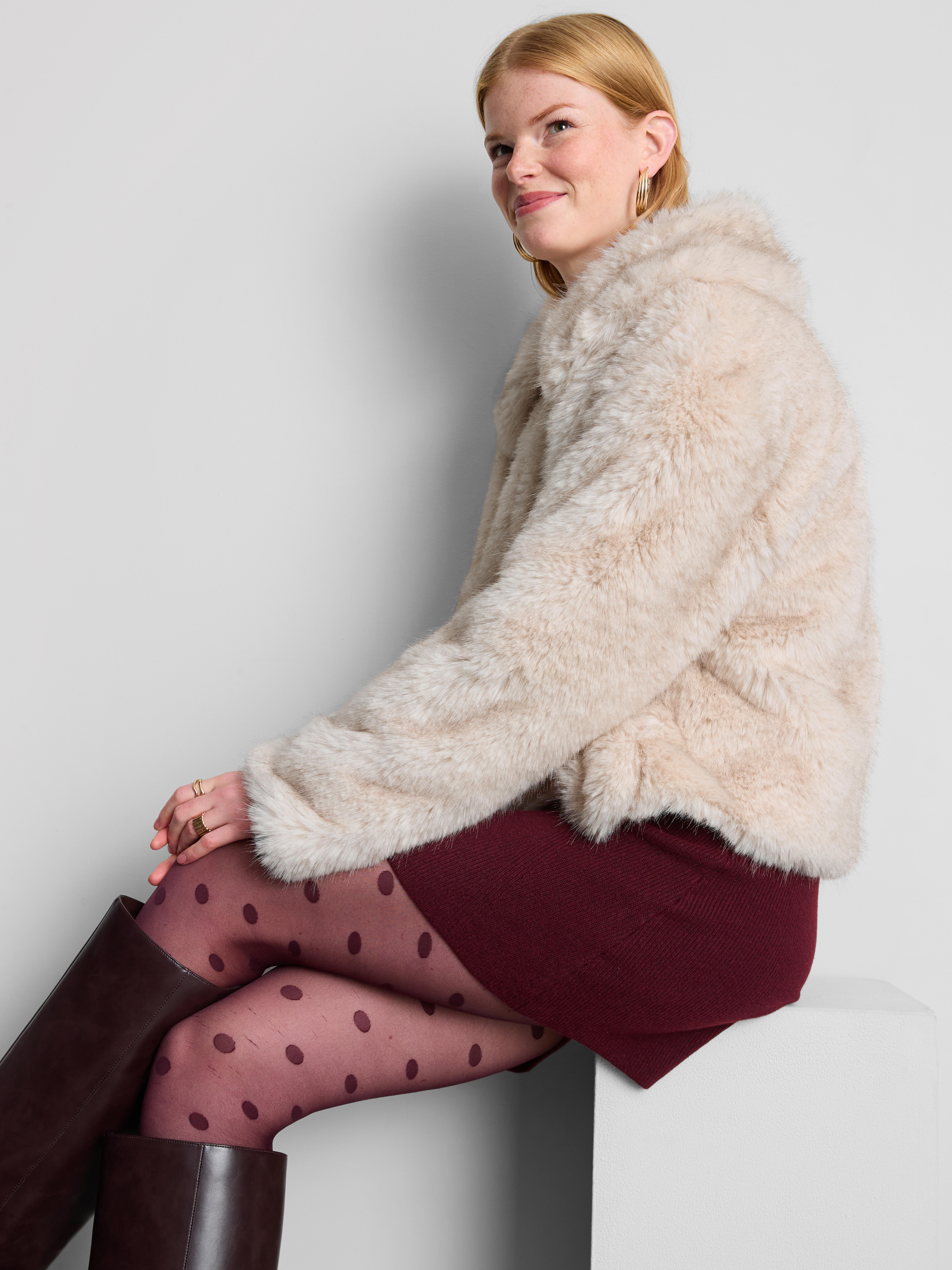 Faux Fur Short Pointed Collar Jacket