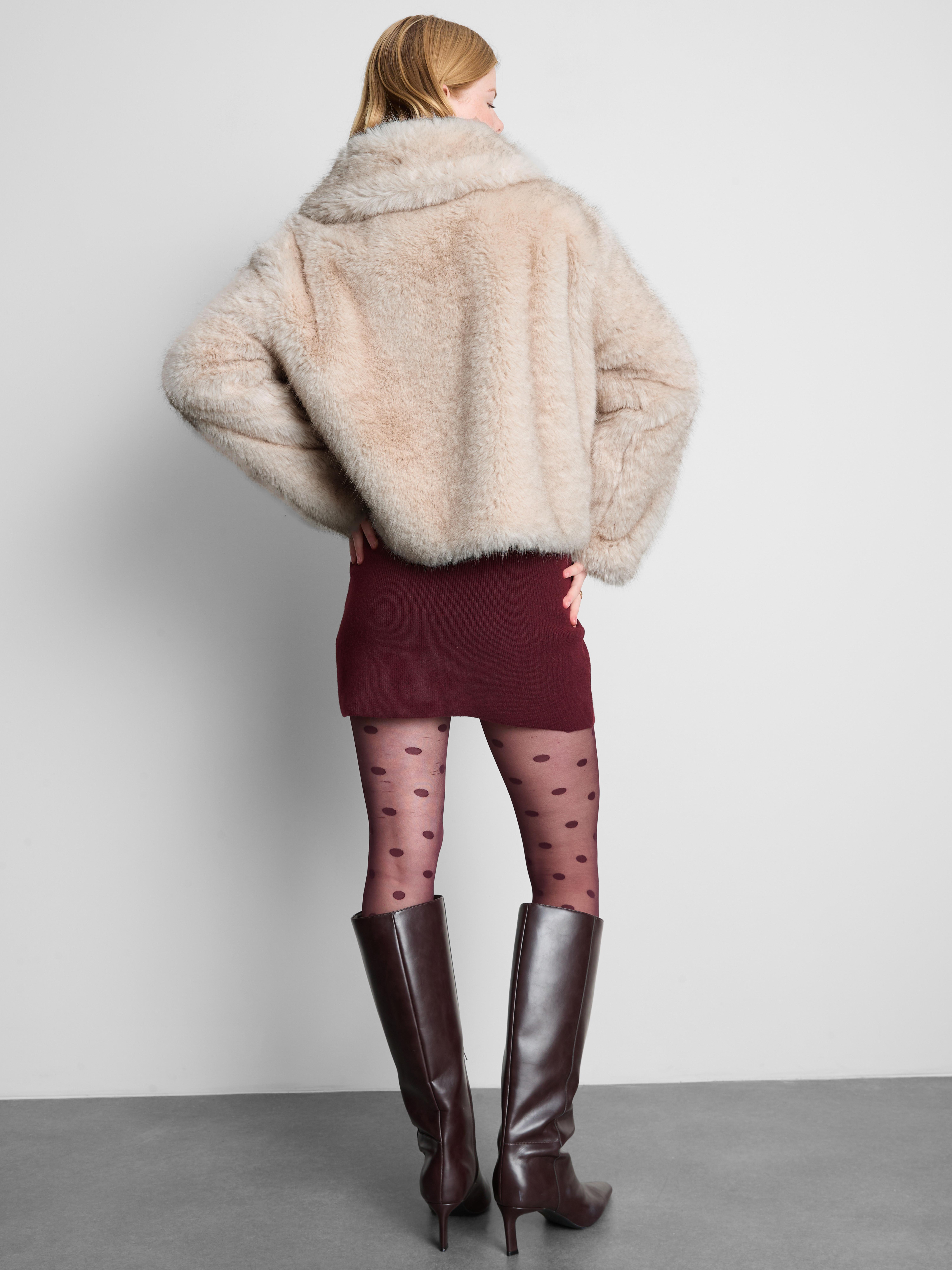 Faux Fur Short Pointed Collar Jacket