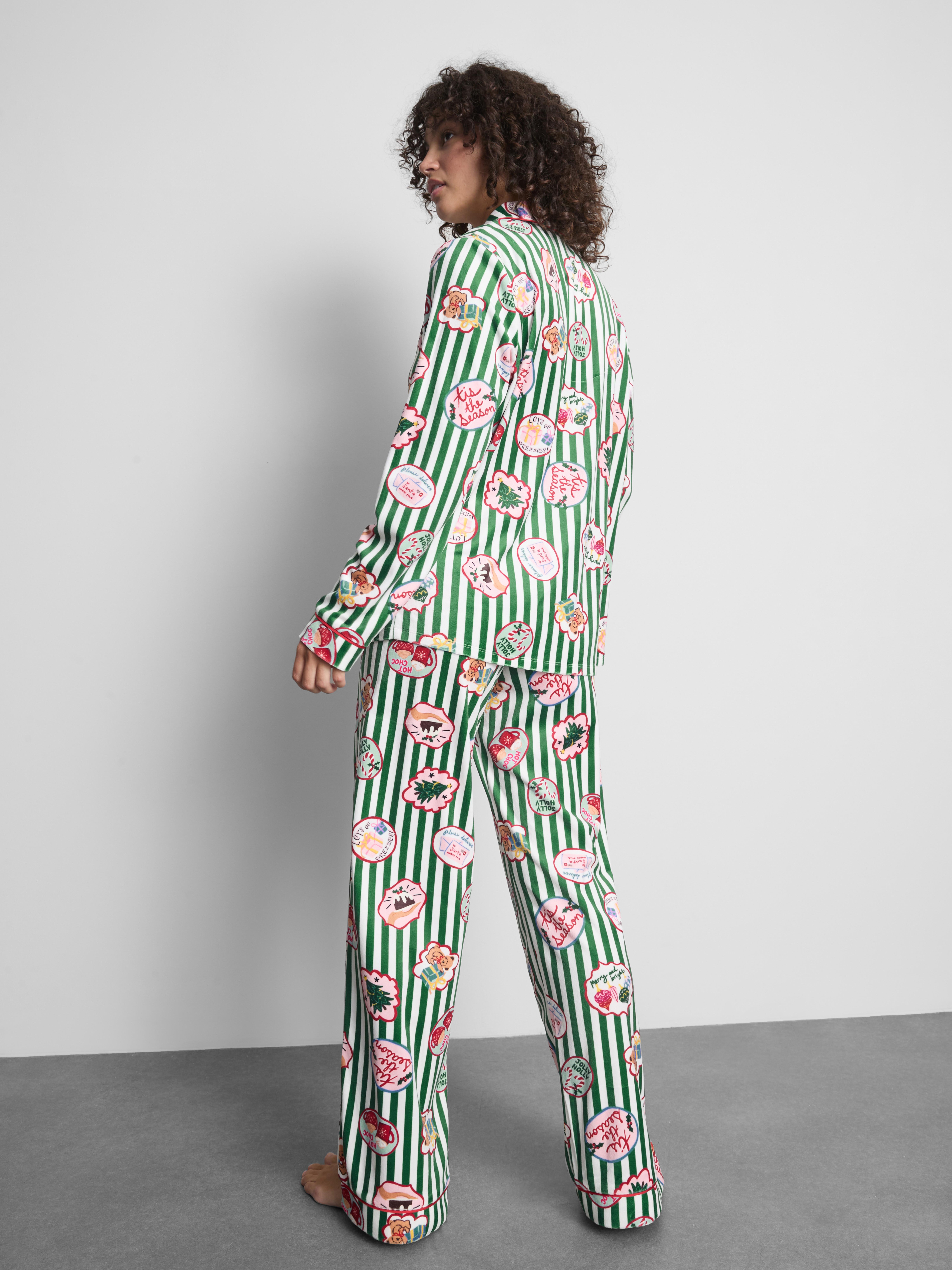 Striped Christmas Plush Boyfriend Pajamas