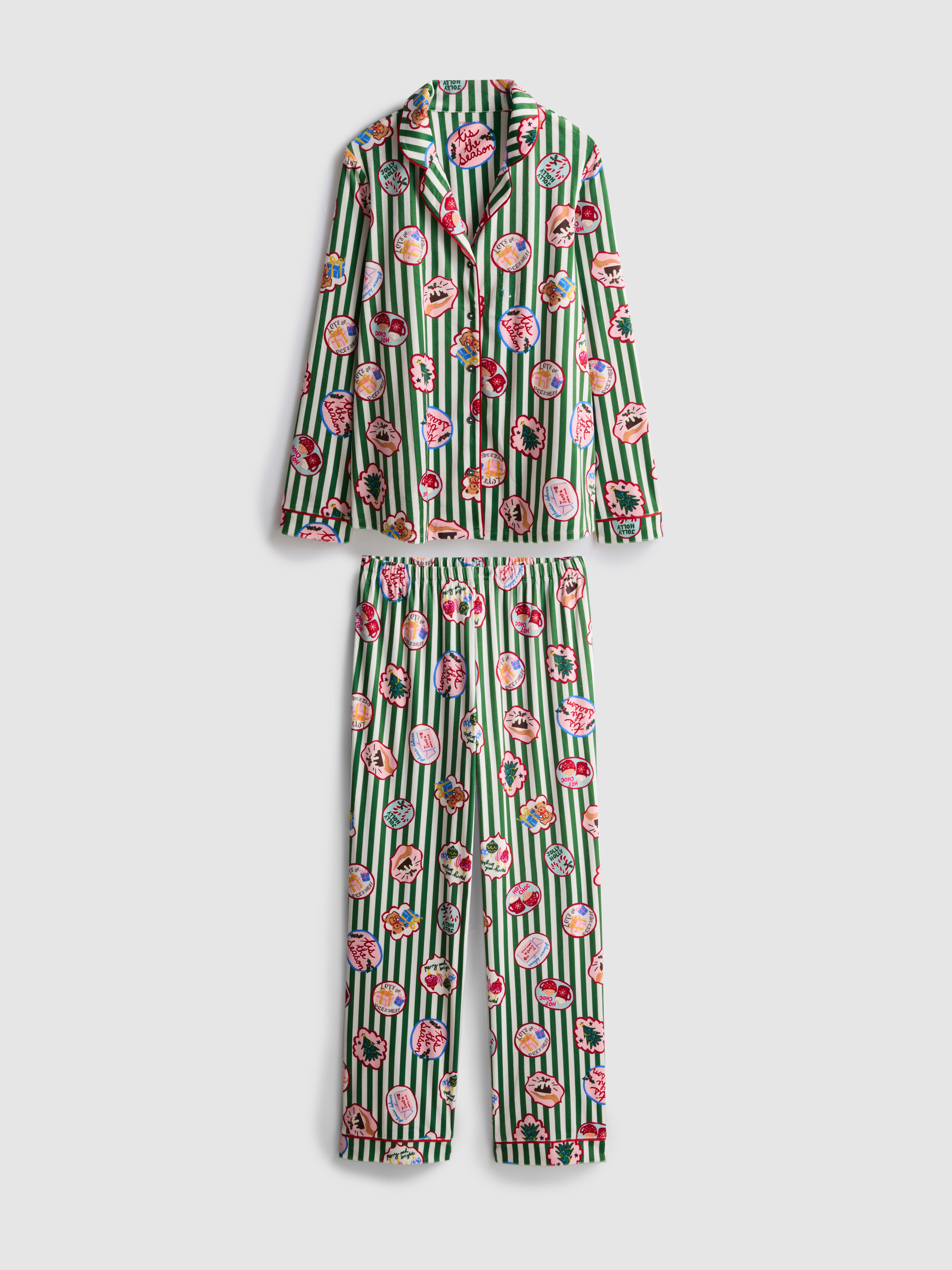 Striped Christmas Plush Boyfriend Pajamas