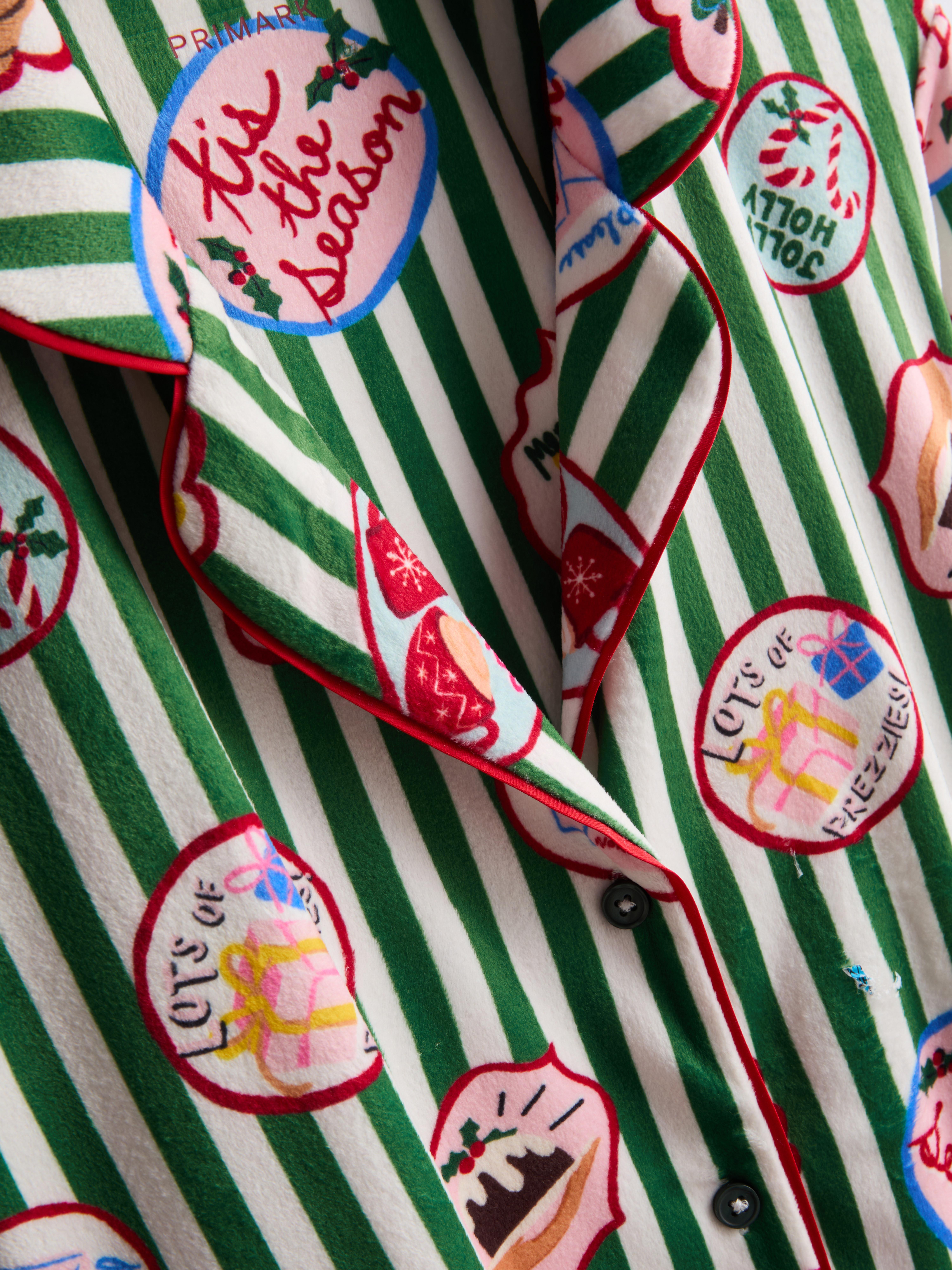 Striped Christmas Plush Boyfriend Pajamas