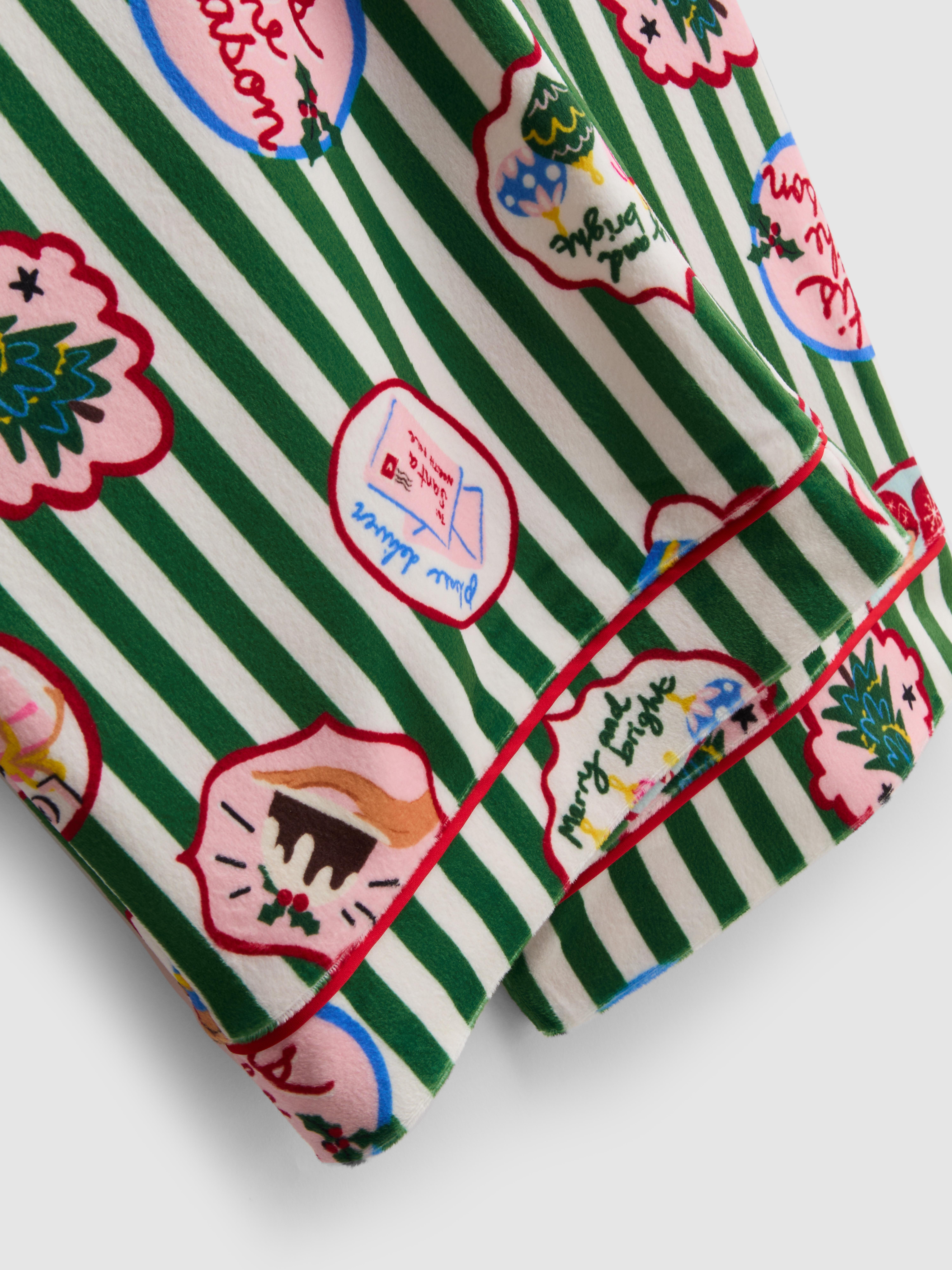 Striped Christmas Plush Boyfriend Pajamas