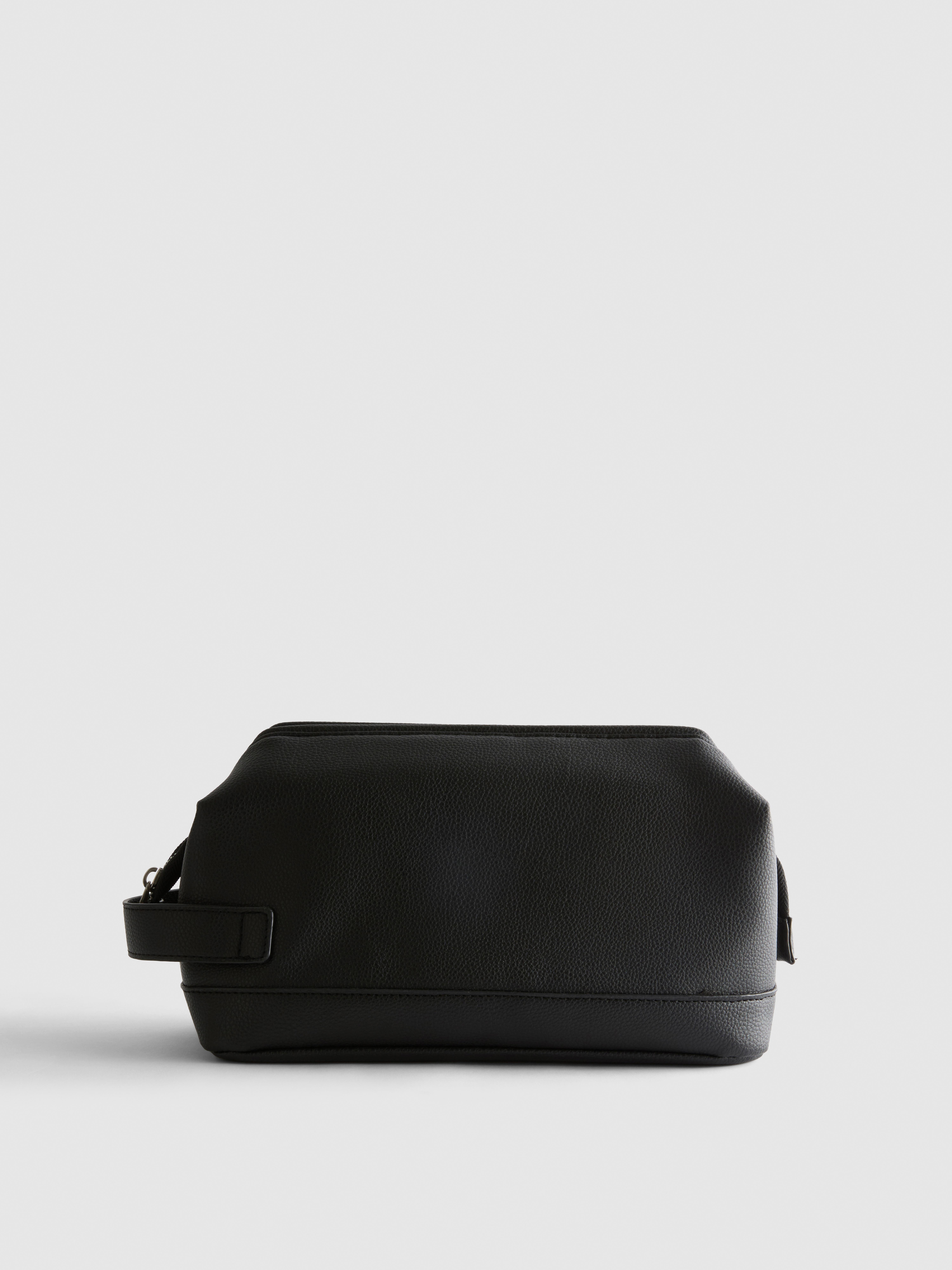 Faux Leather Zip-Up Wash Bag