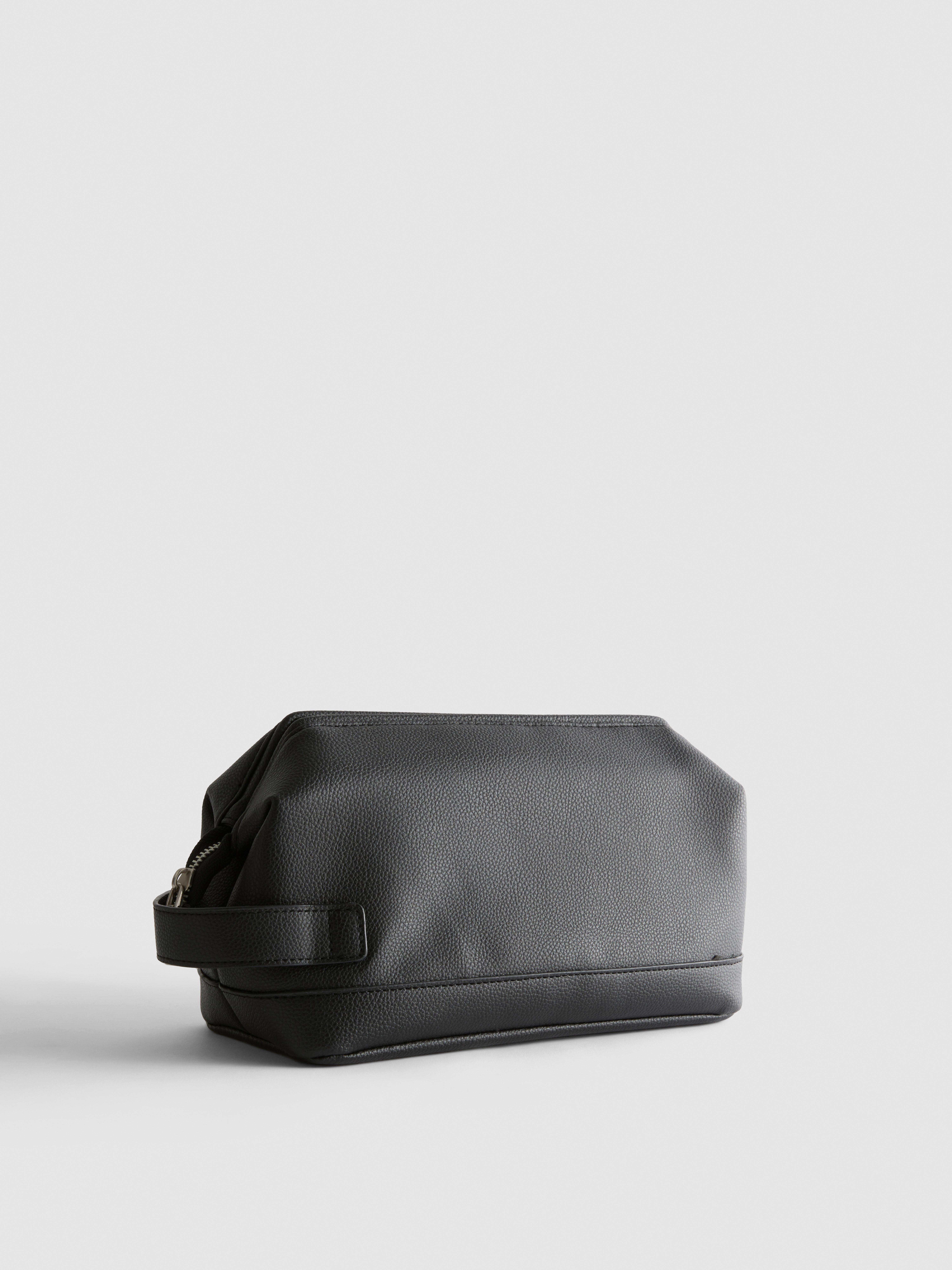 Faux Leather Zip-Up Wash Bag