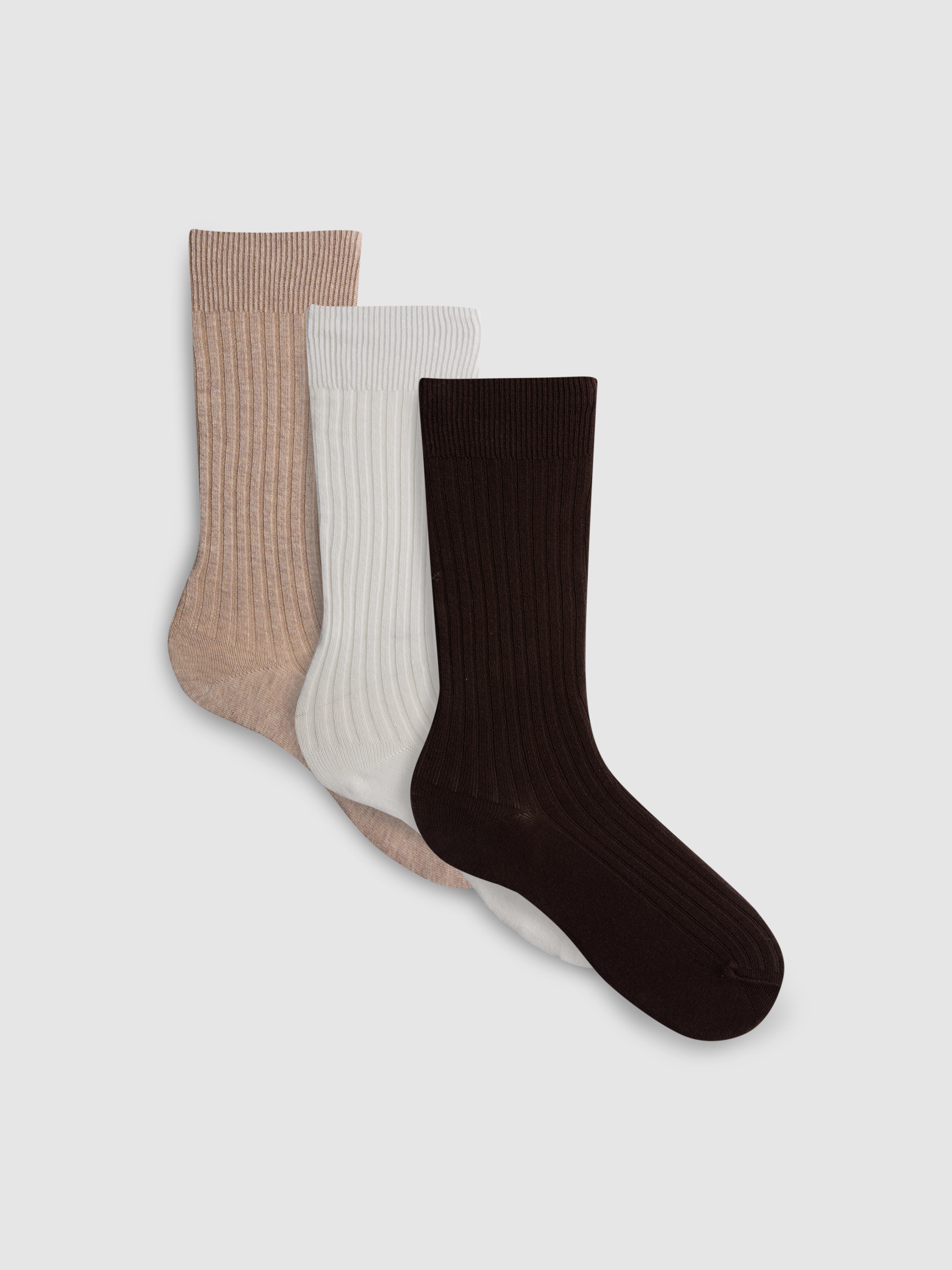 3pk Ribbed Crew Socks