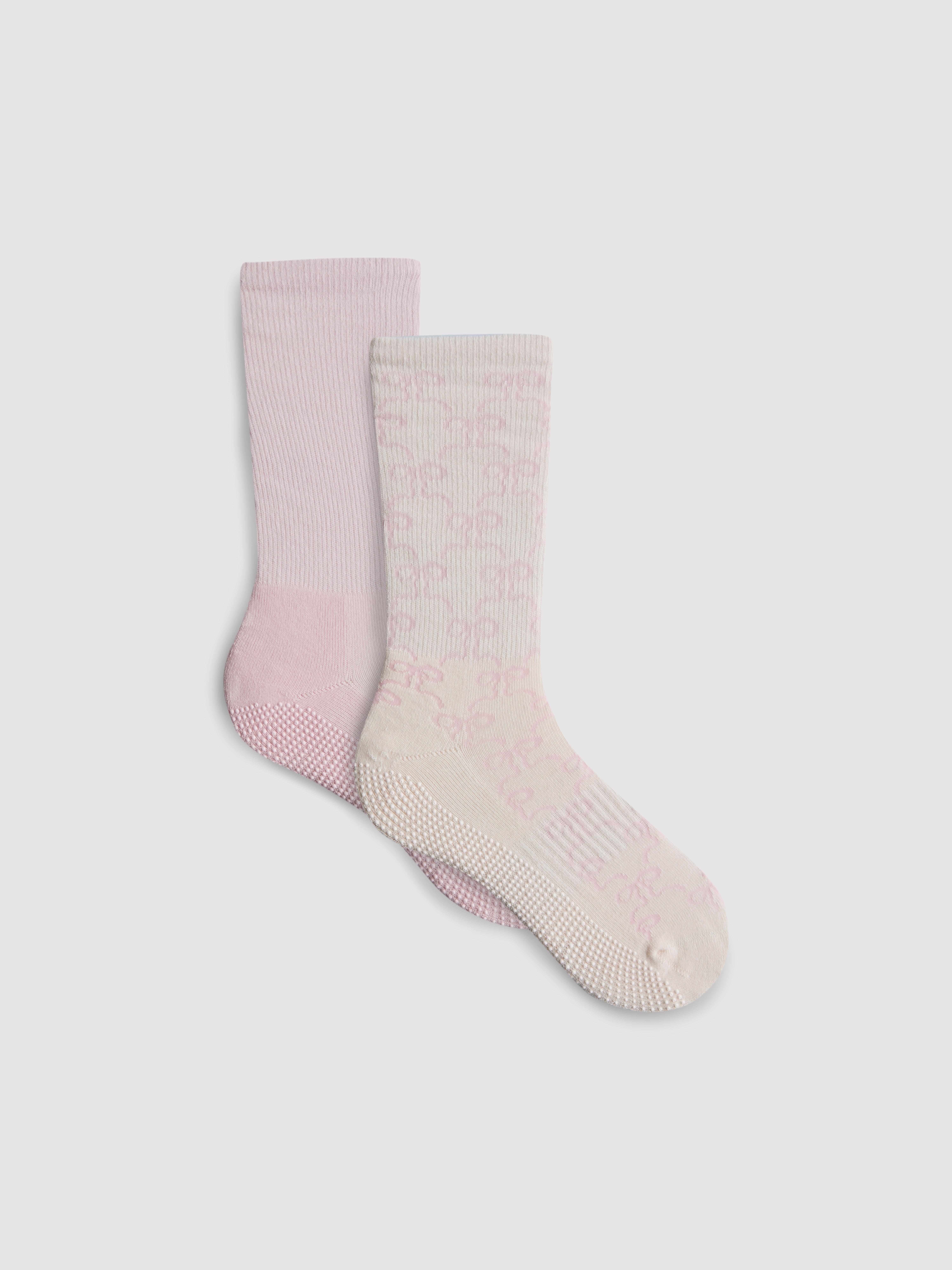 2pk Cotton-Rich Patterned Yoga Crew Socks