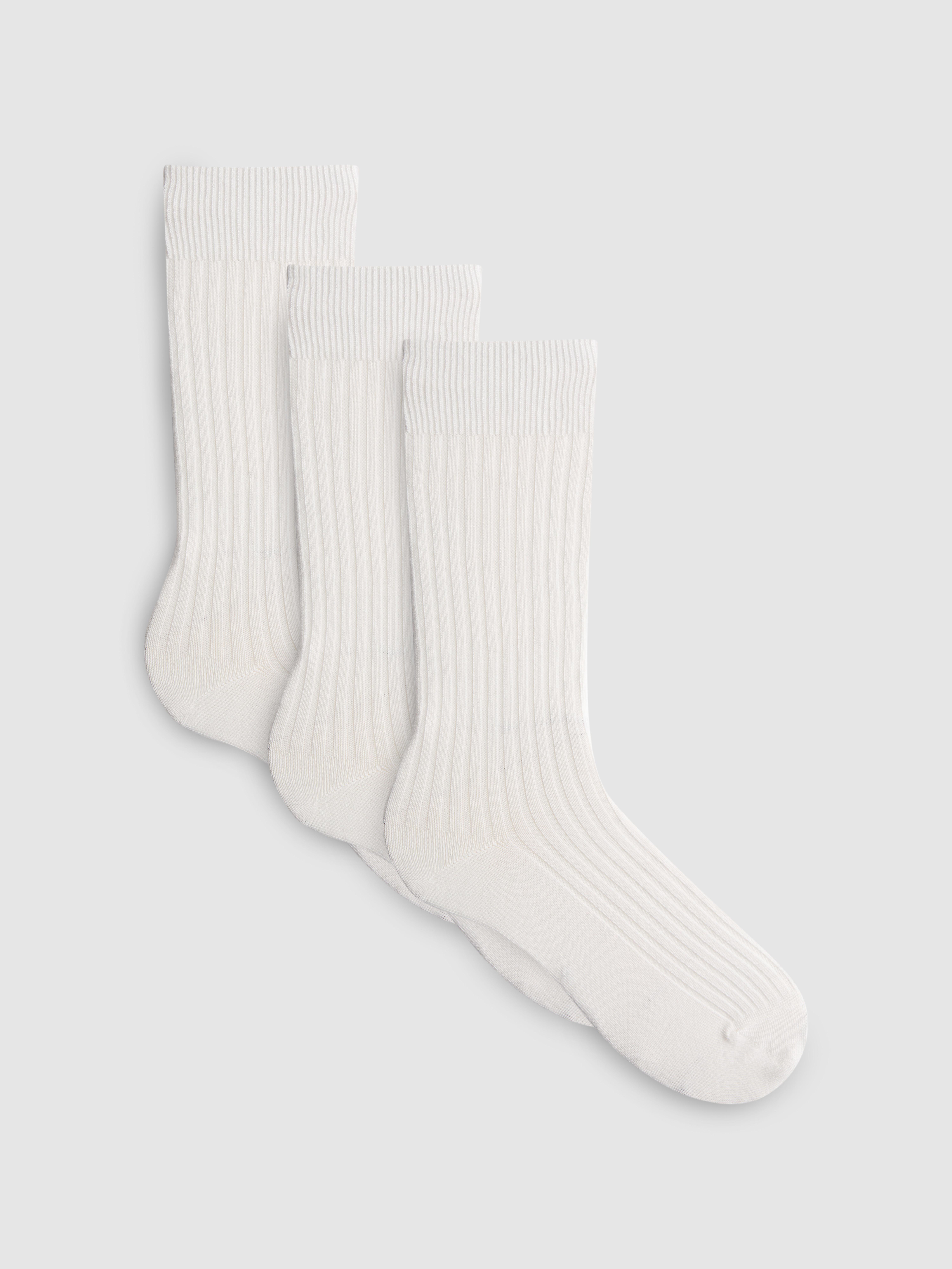 3pk Ribbed Crew Socks