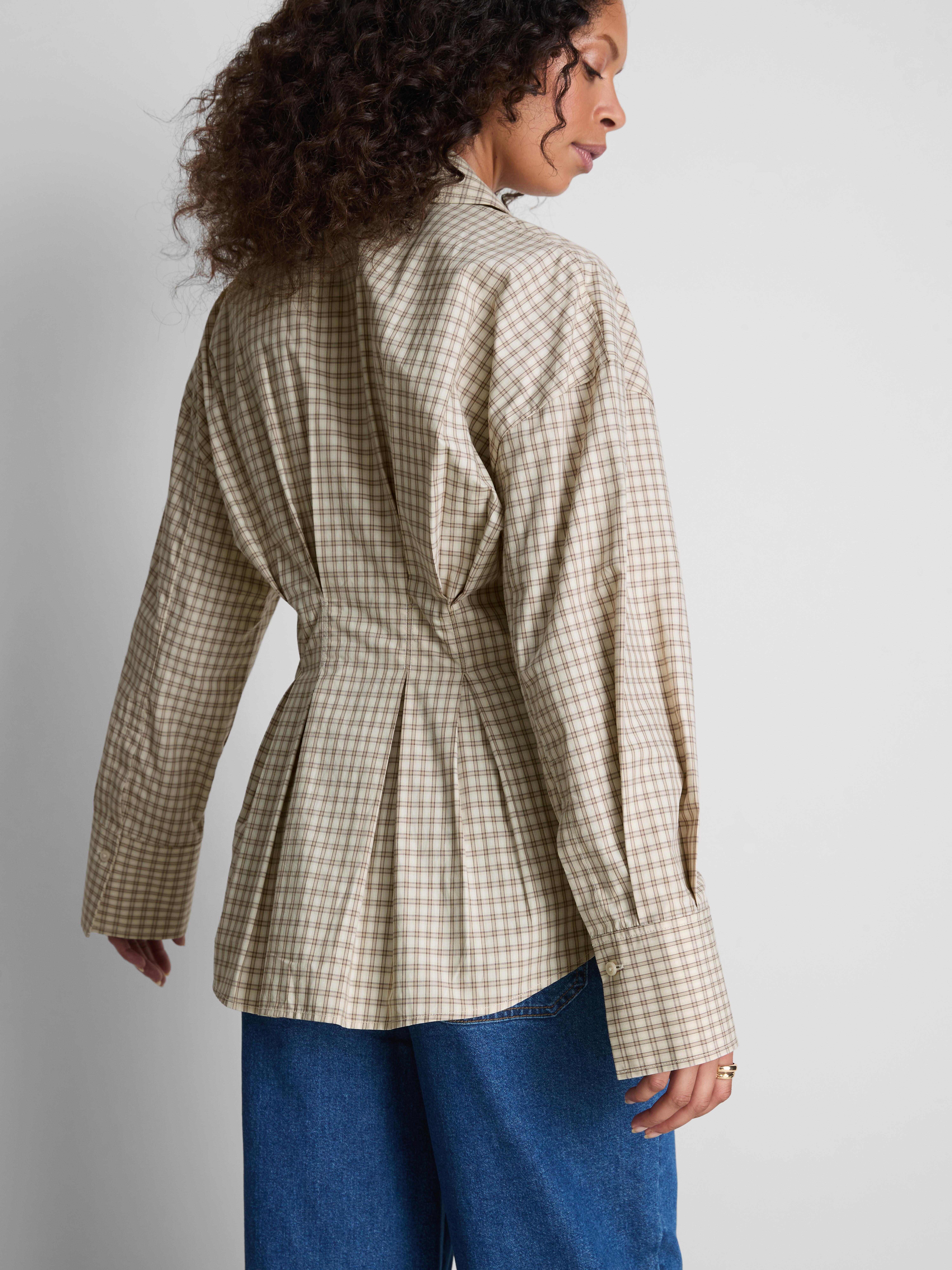 Paula Echevarría Cinched Plaid Shirt