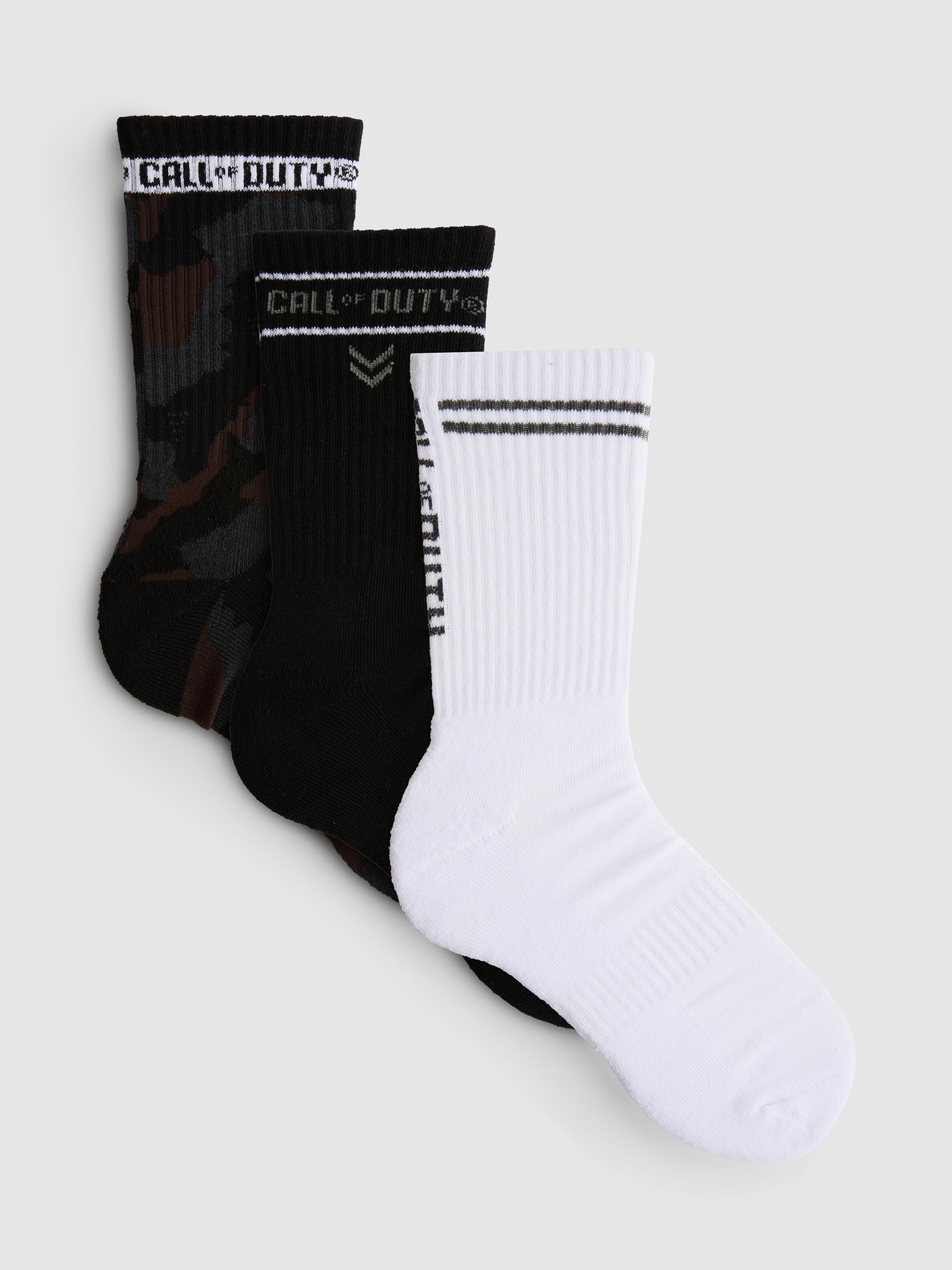 Men's Black 3pk Call of Duty Crew Socks | Primark