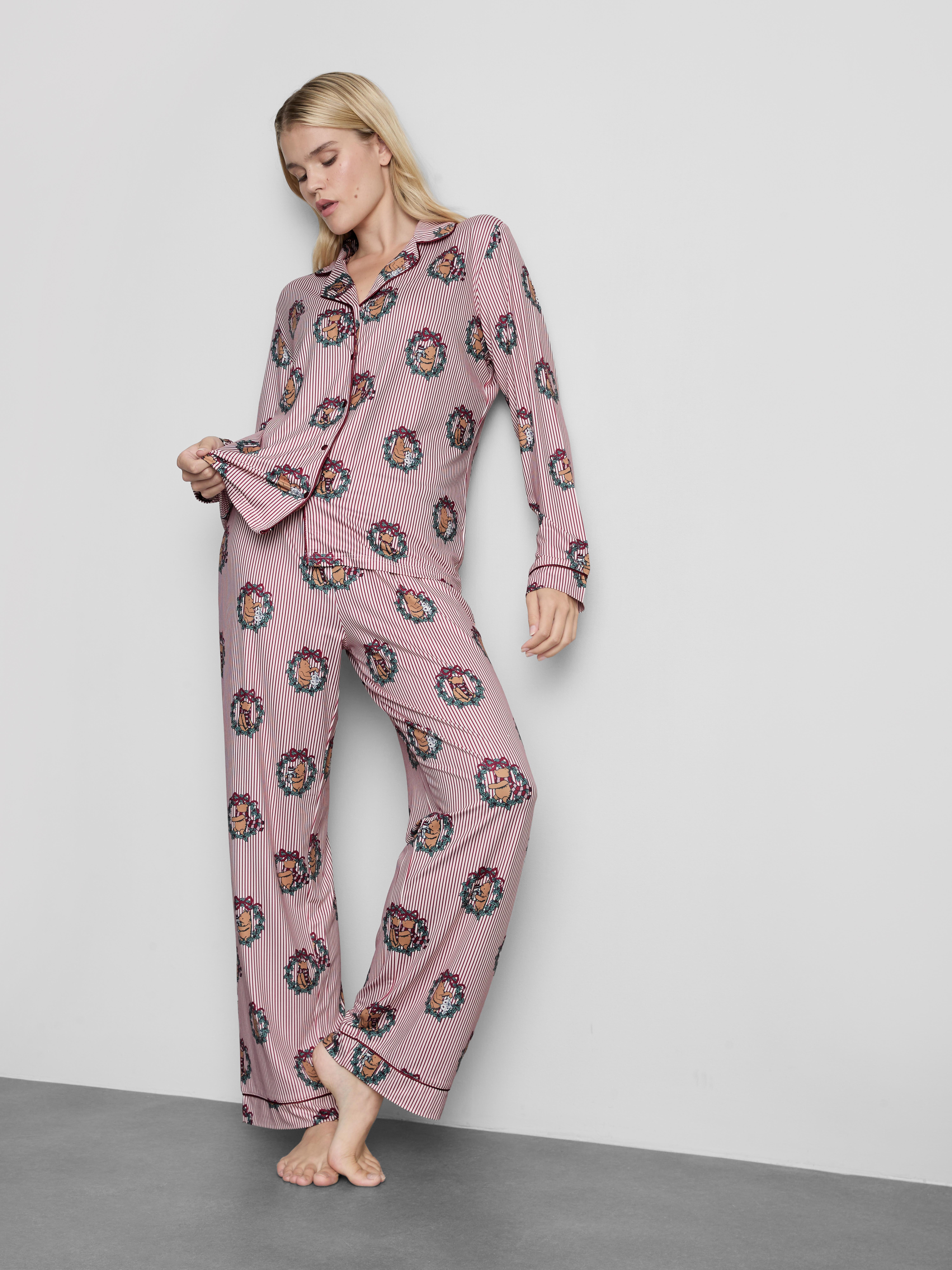 Disney's Winnie the Pooh Striped Printed Boyfriend Pajamas