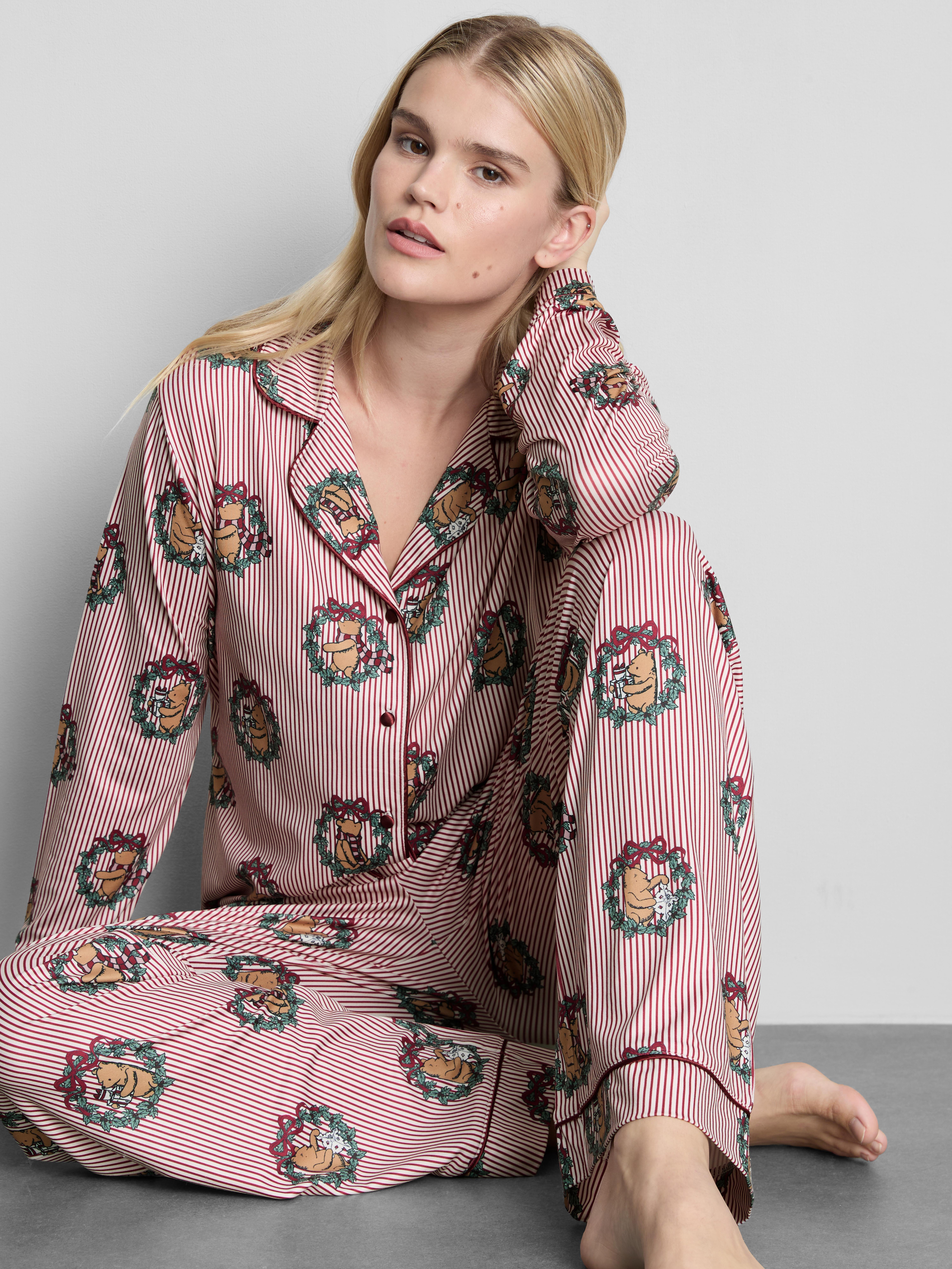 Disney's Winnie the Pooh Striped Printed Boyfriend Pajamas