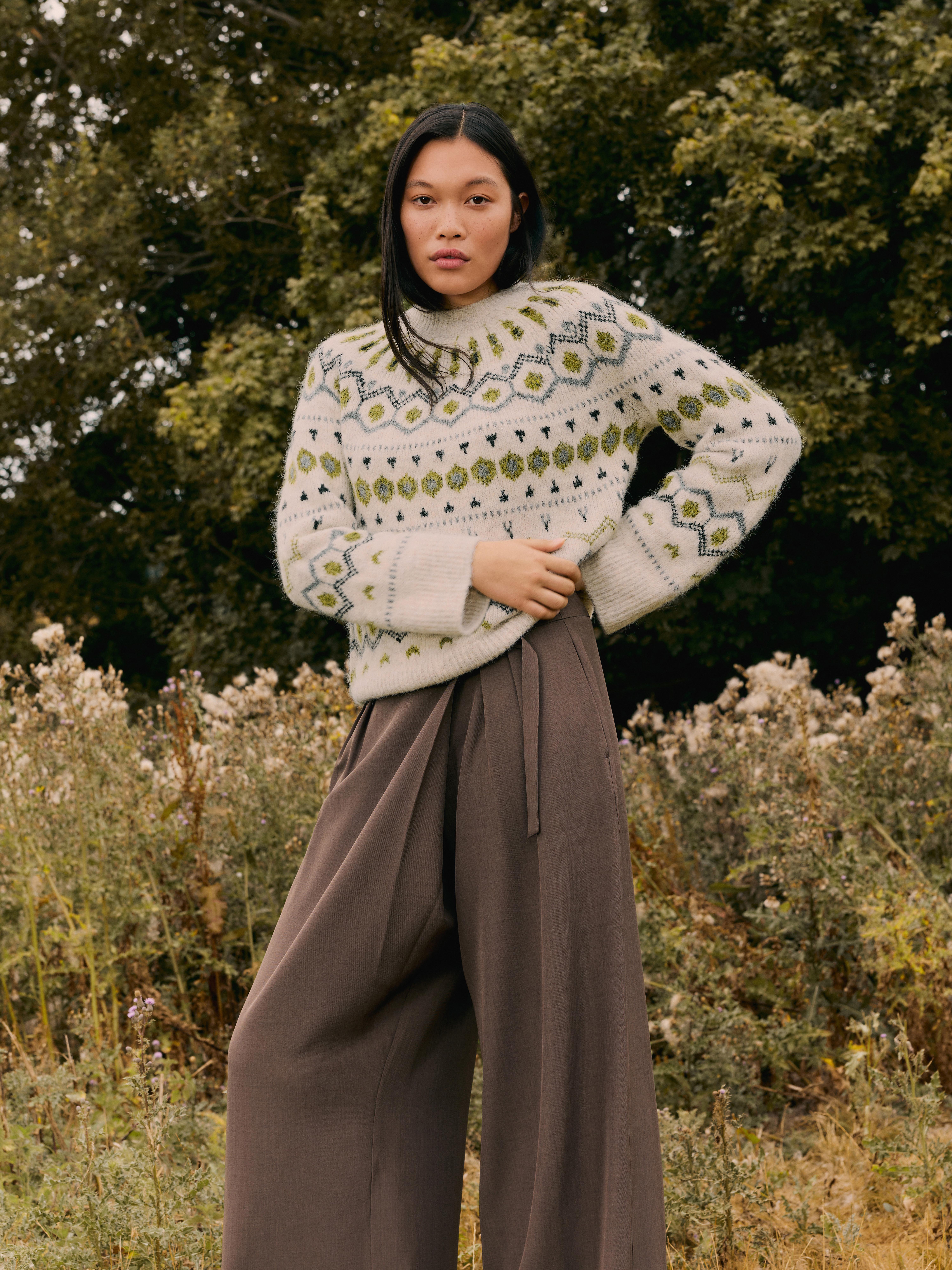 Relaxed Knitted Fair Isle Sweater