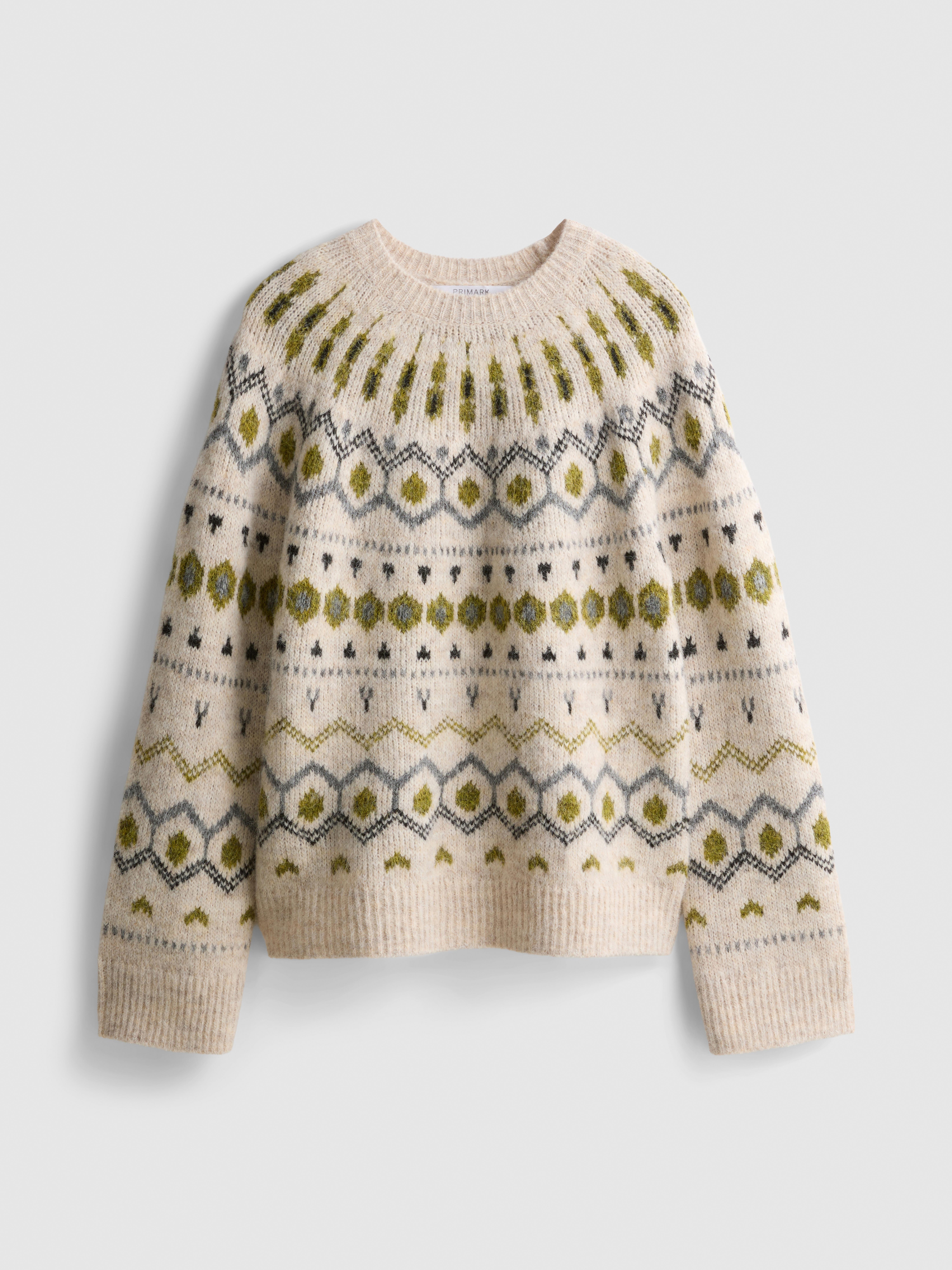 Relaxed Knitted Fair Isle Sweater