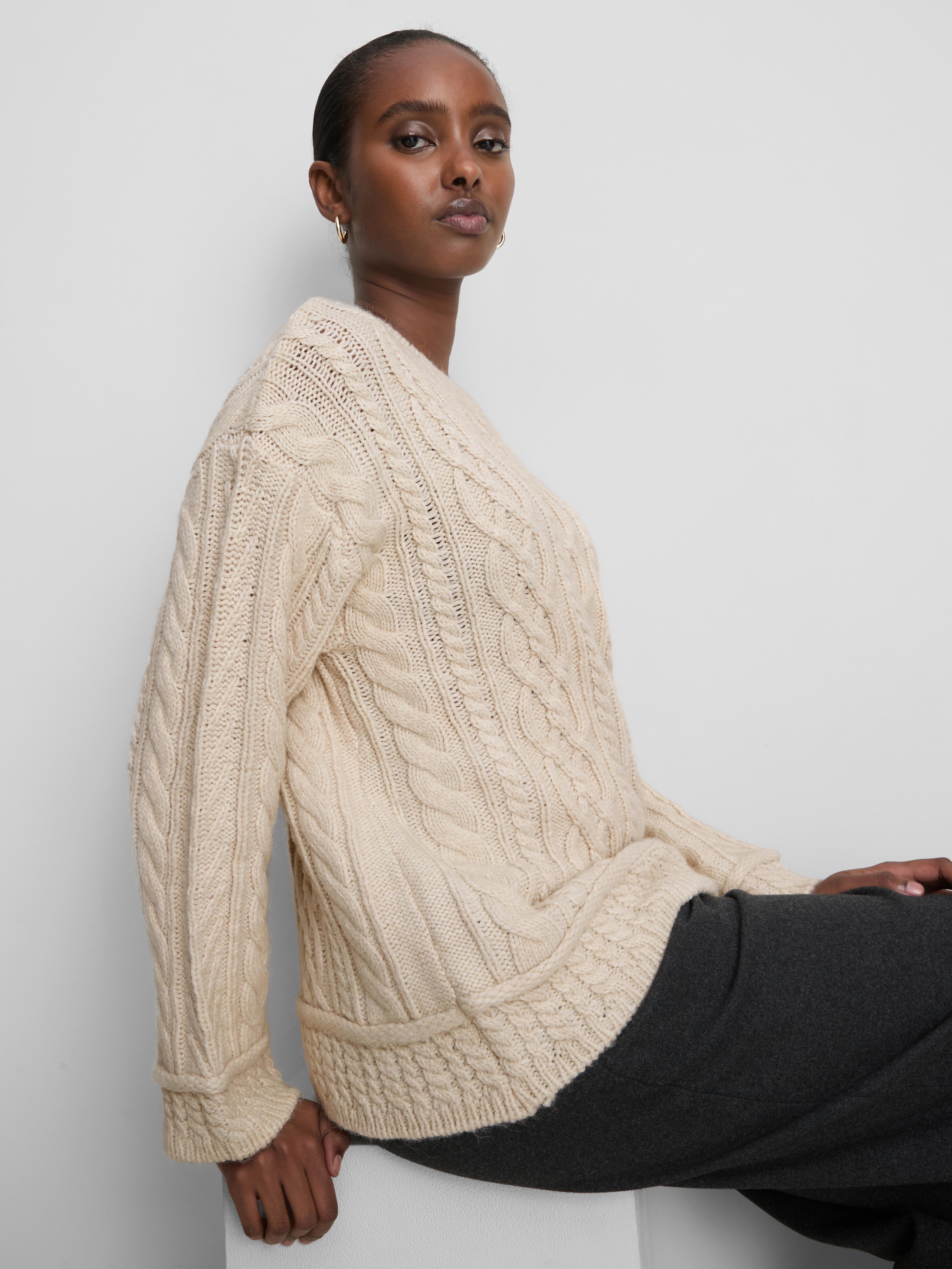 Women's Ivory Cable Knit Sweater | Primark