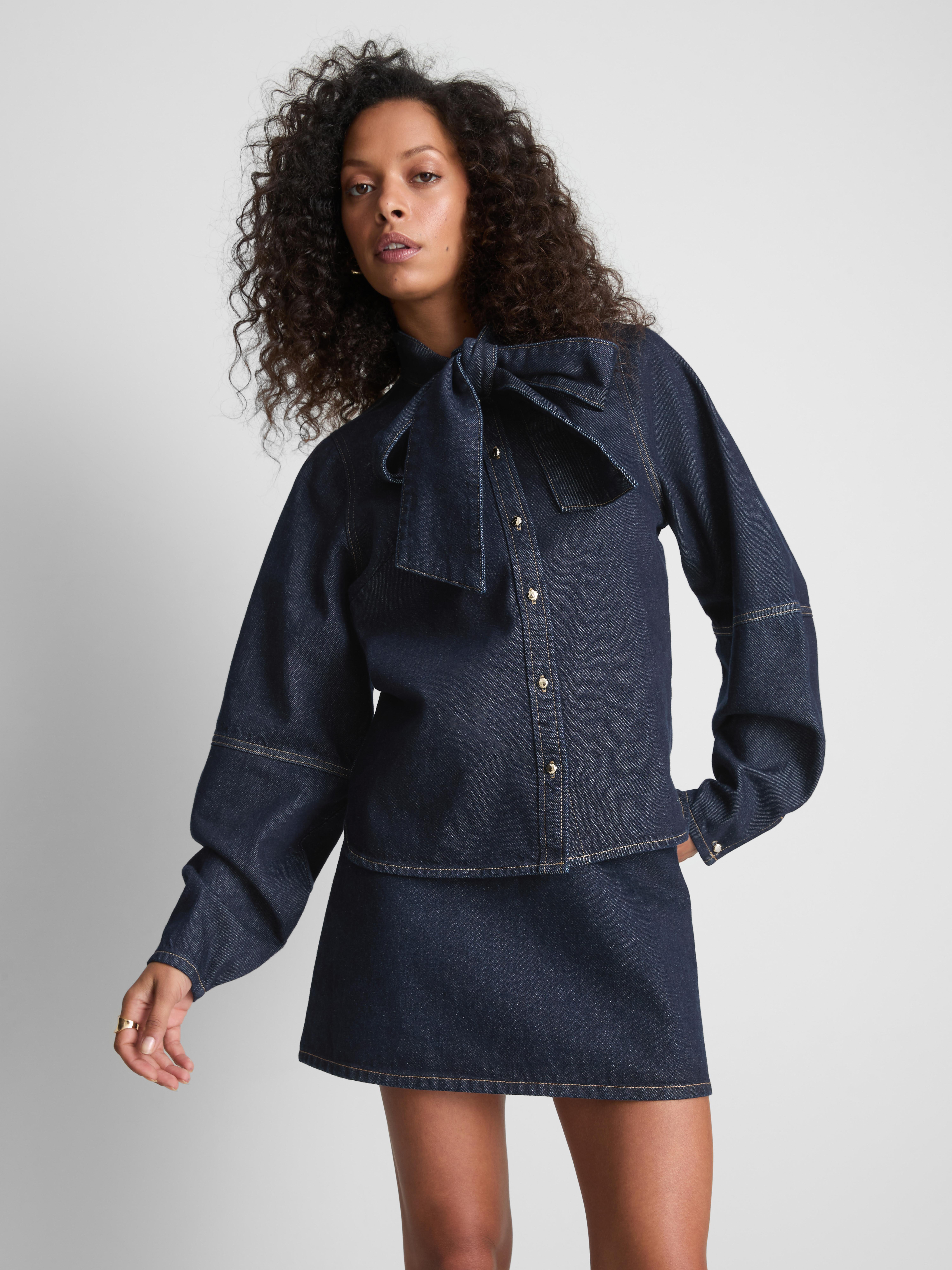 Paula Echevarría Cotton Denim Bow Shirt