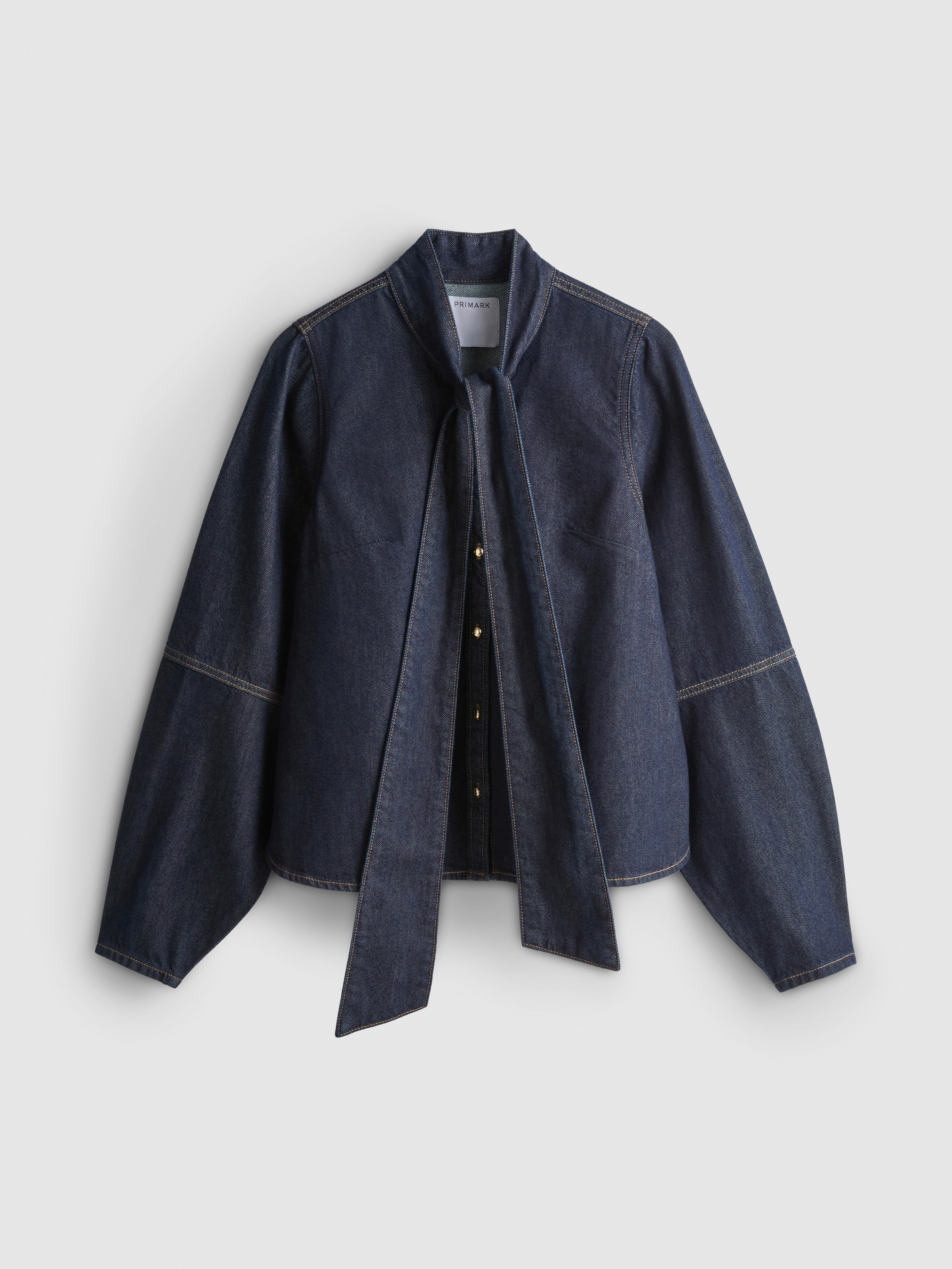 Paula Echevarría Cotton Denim Bow Shirt
