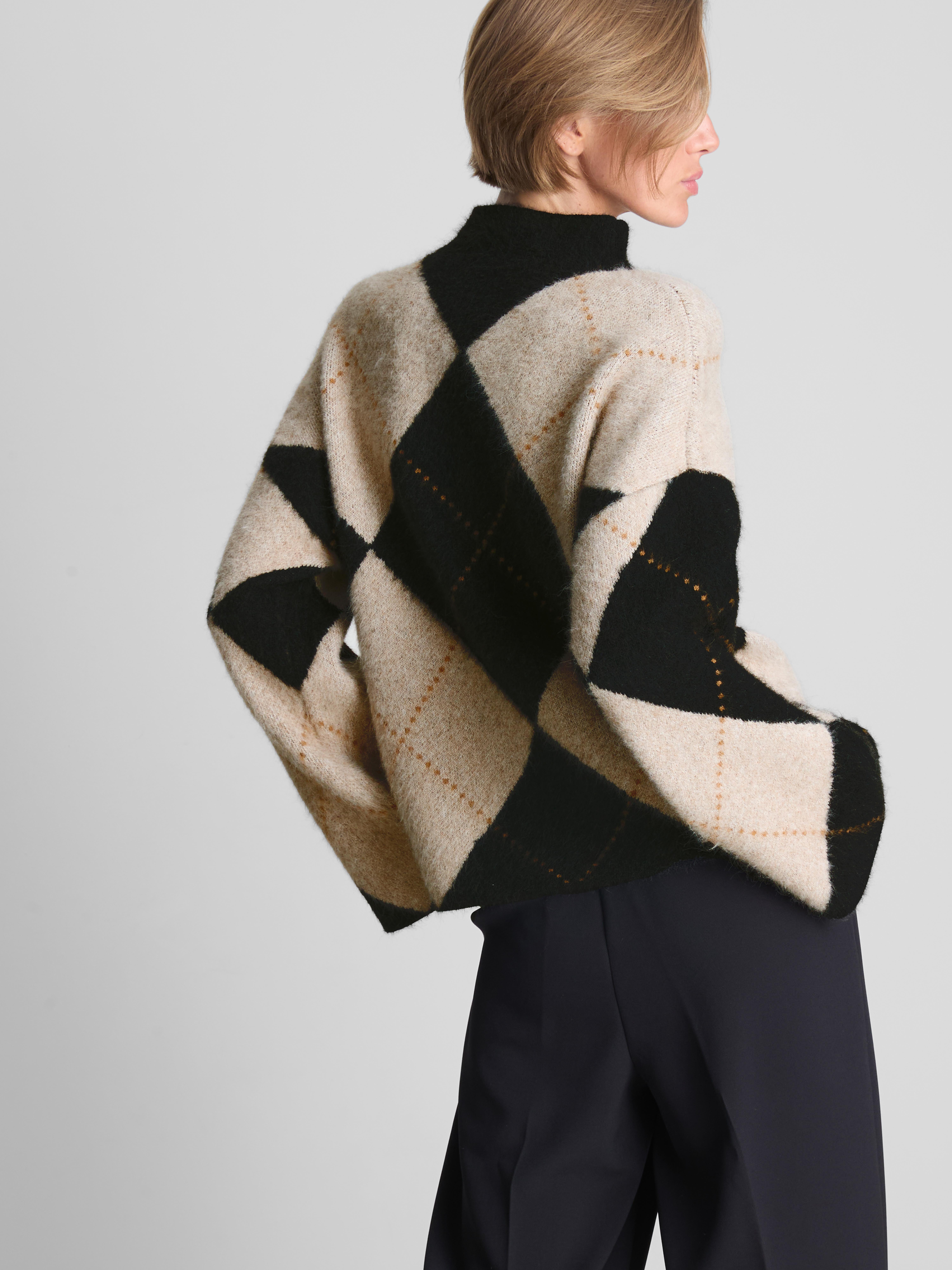 Knitted Argyle High-Neck Sweater