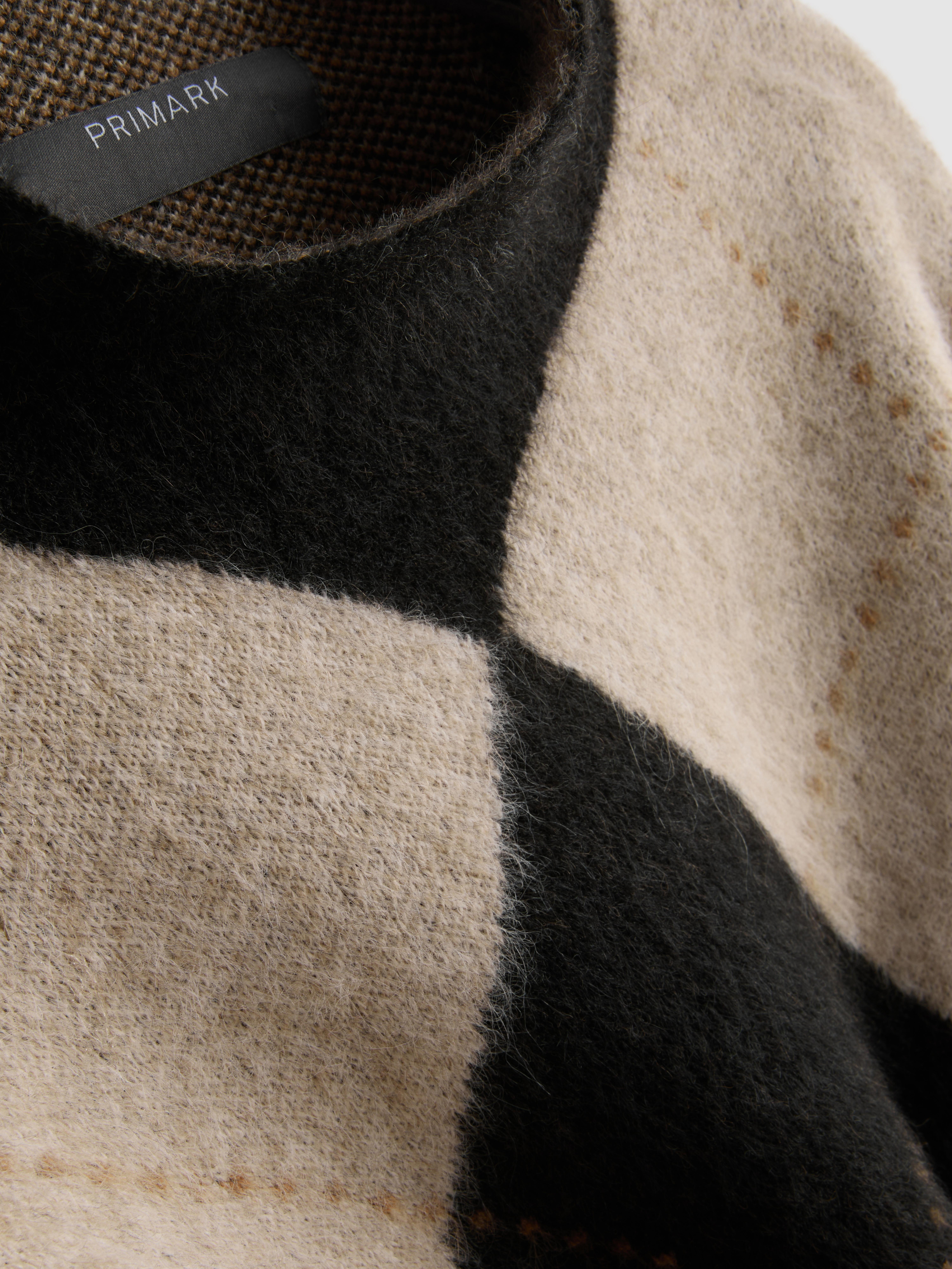 Knitted Argyle High-Neck Sweater