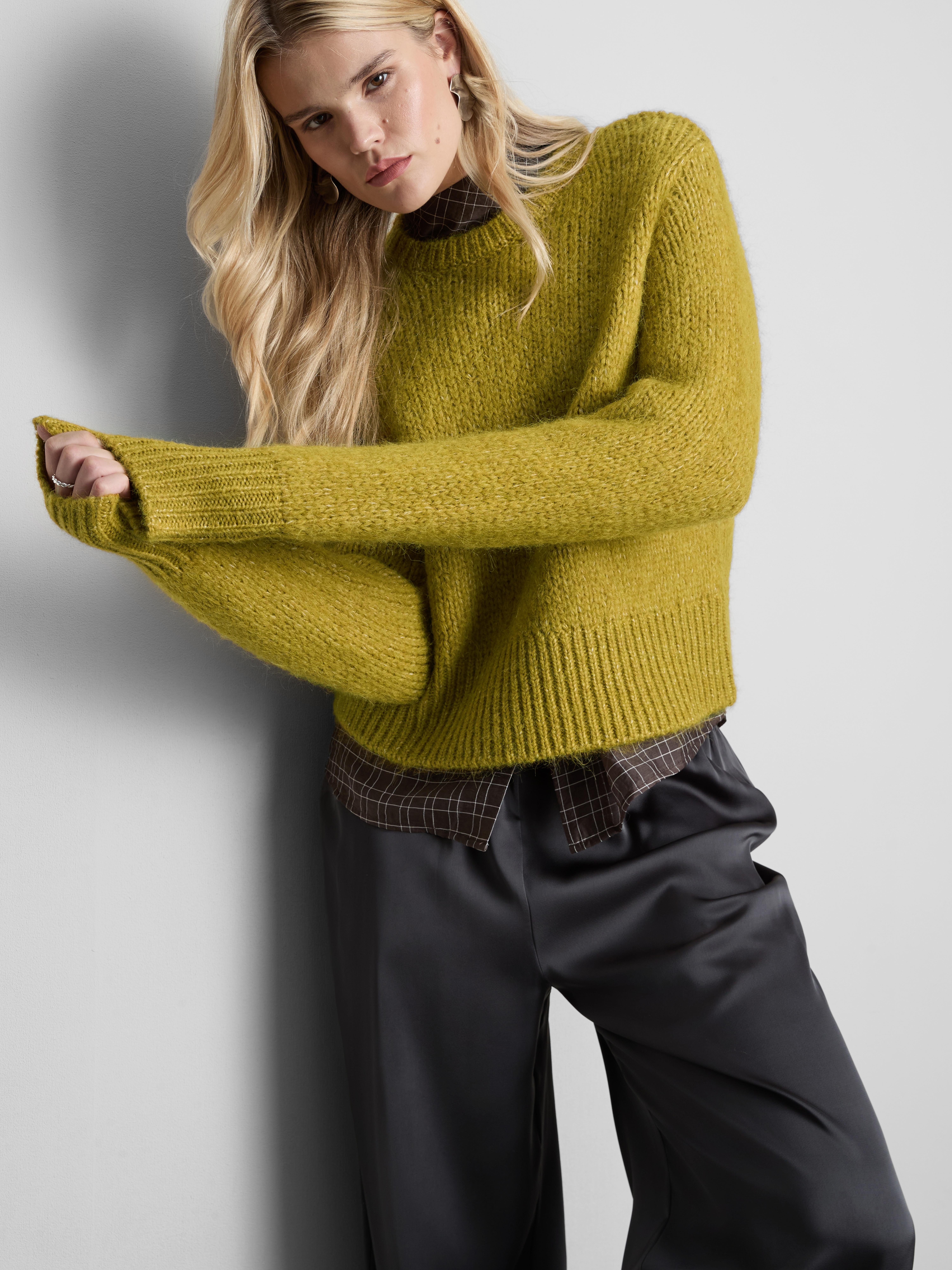 Open Stitch Knitted Crew Neck Sweater