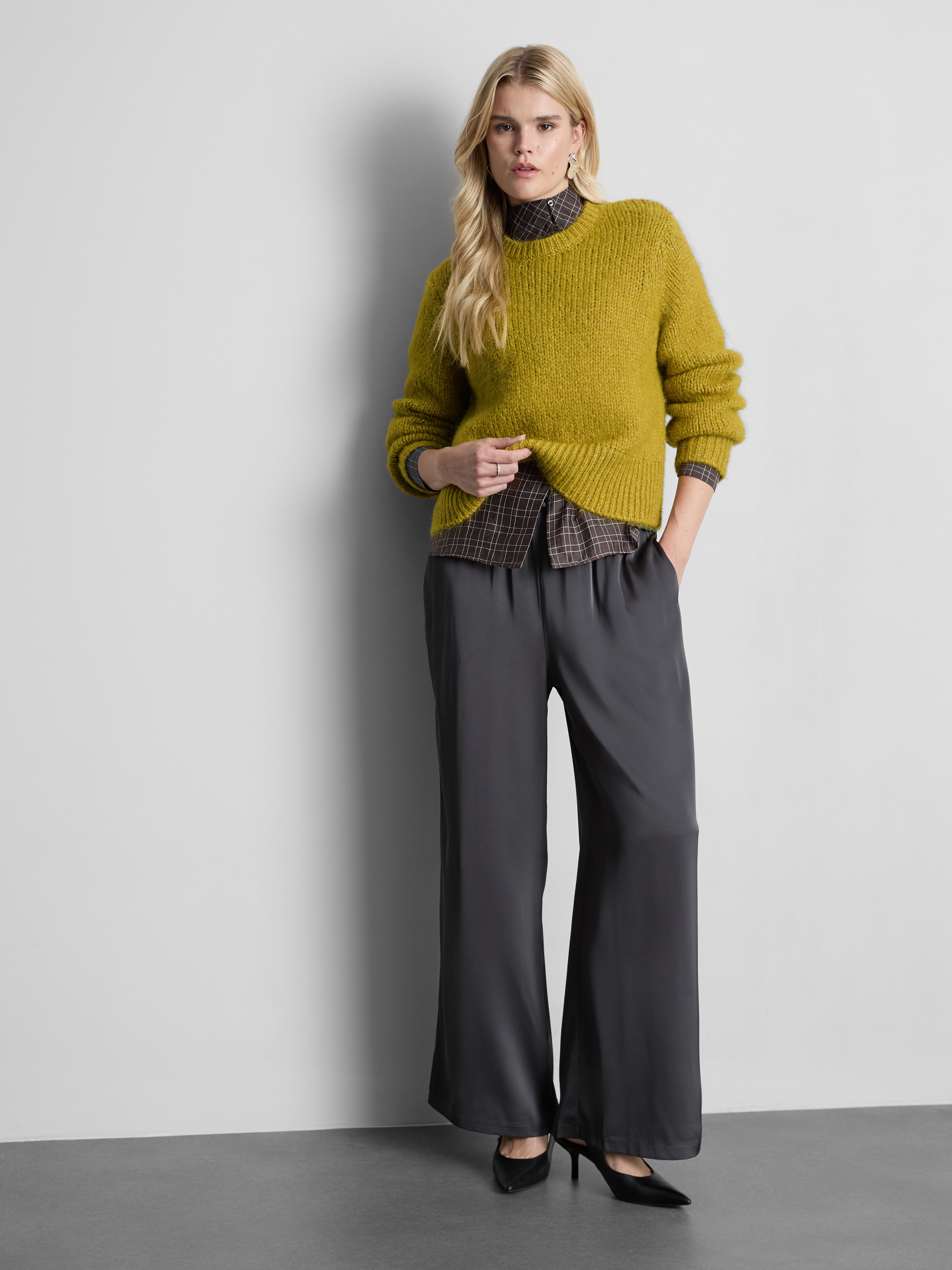 Open Stitch Knitted Crew Neck Sweater